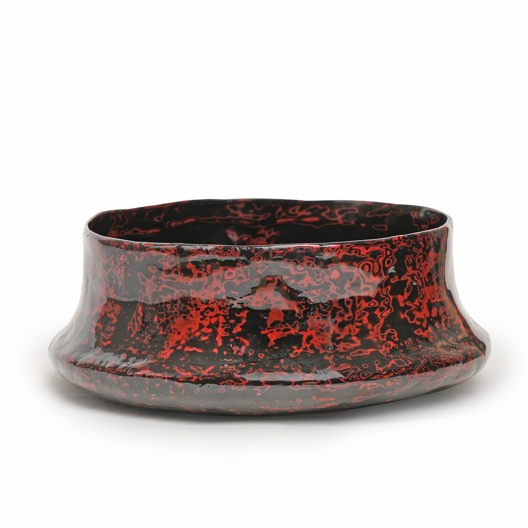 Urushi Natural Red and Black  Lacquer Nero Vase - Low by Alexander Lamont