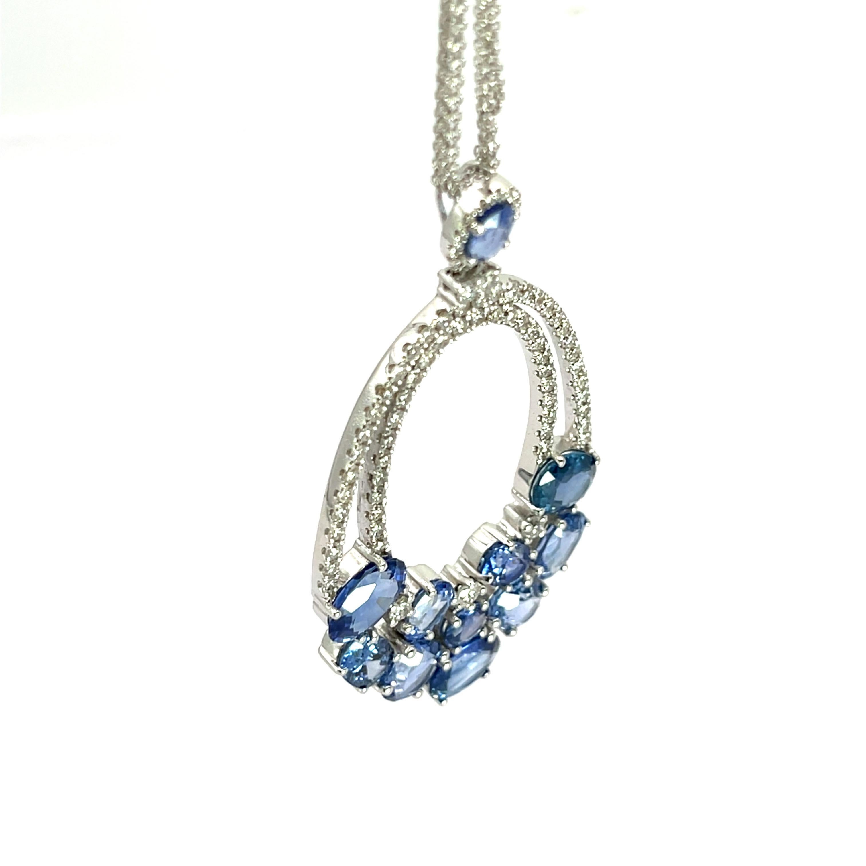 Neroessa Collana Princess of Blue in oro bianco 18 carati con zaffiro e diamante In condizioni Nuovo in vendita a Athens, GR