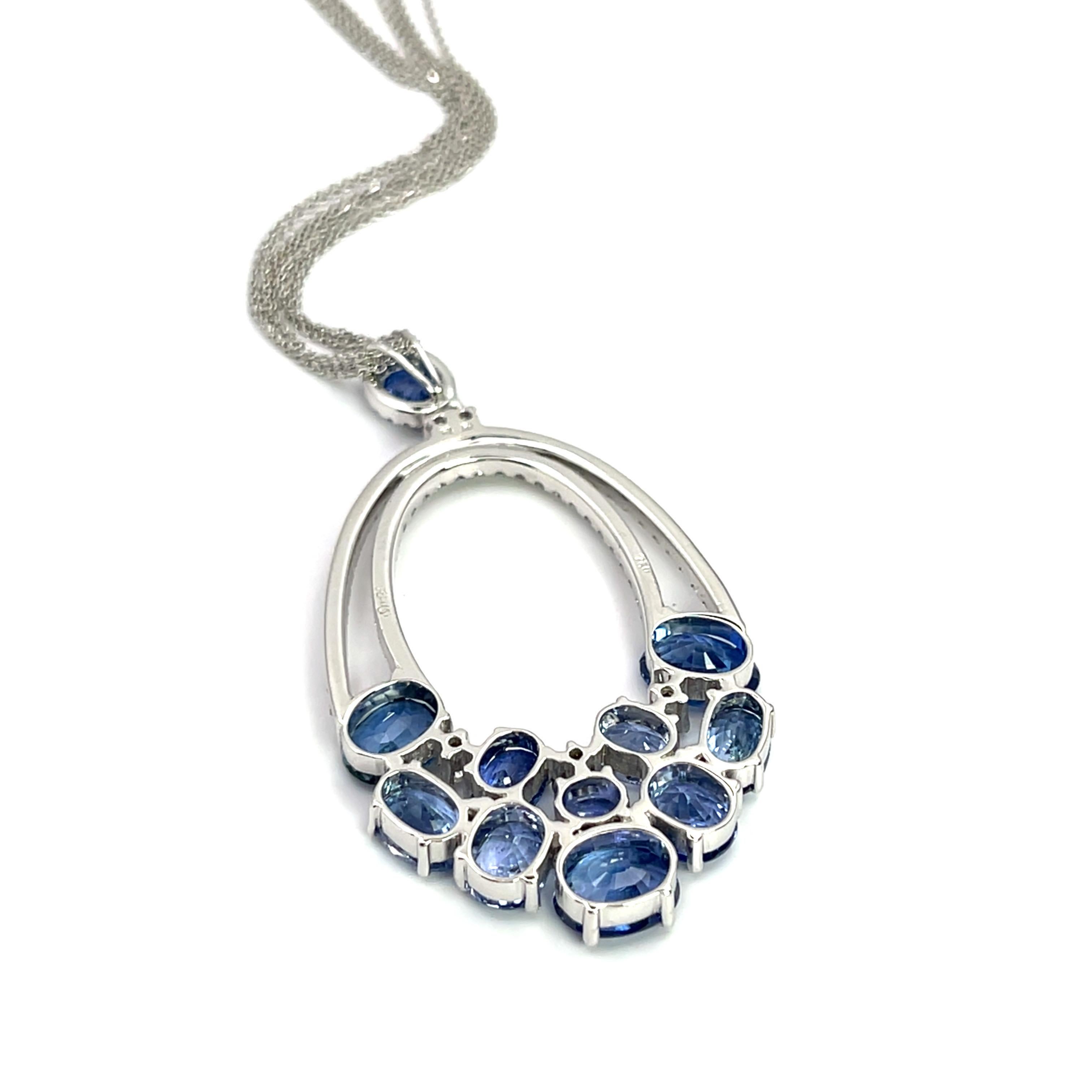 Neroessa Collana Princess of Blue in oro bianco 18 carati con zaffiro e diamante in vendita 1