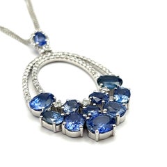 Neroessa Collana Princess of Blue in oro bianco 18 carati con zaffiro e diamante