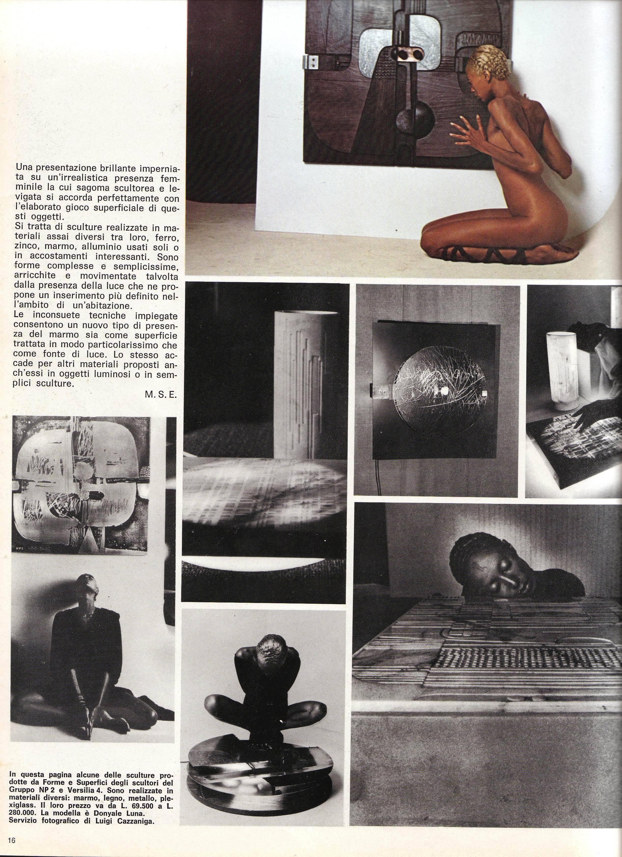 Acier « Elemento Luminose » de Nerone et Patuzzi, 1970, signé, publié, étiquette d'origine en vente