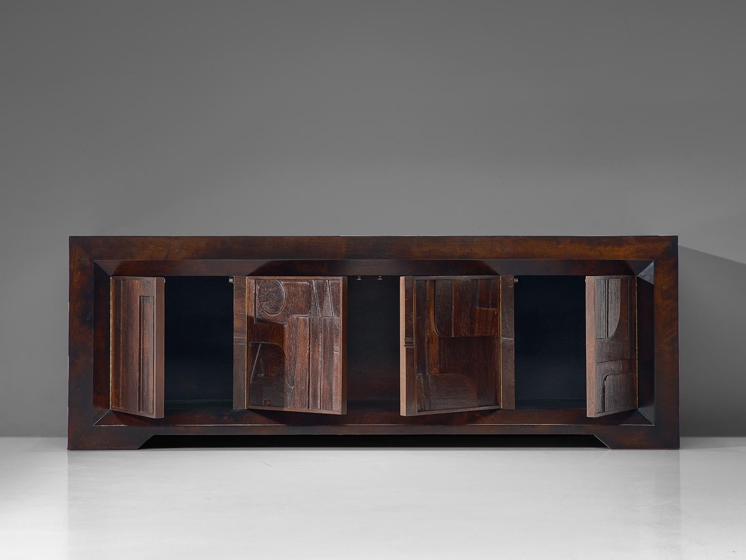 Mid-Century Modern Nerone and Patuzzi for Gruppo NP2 Constructivism Wooden Sideboard