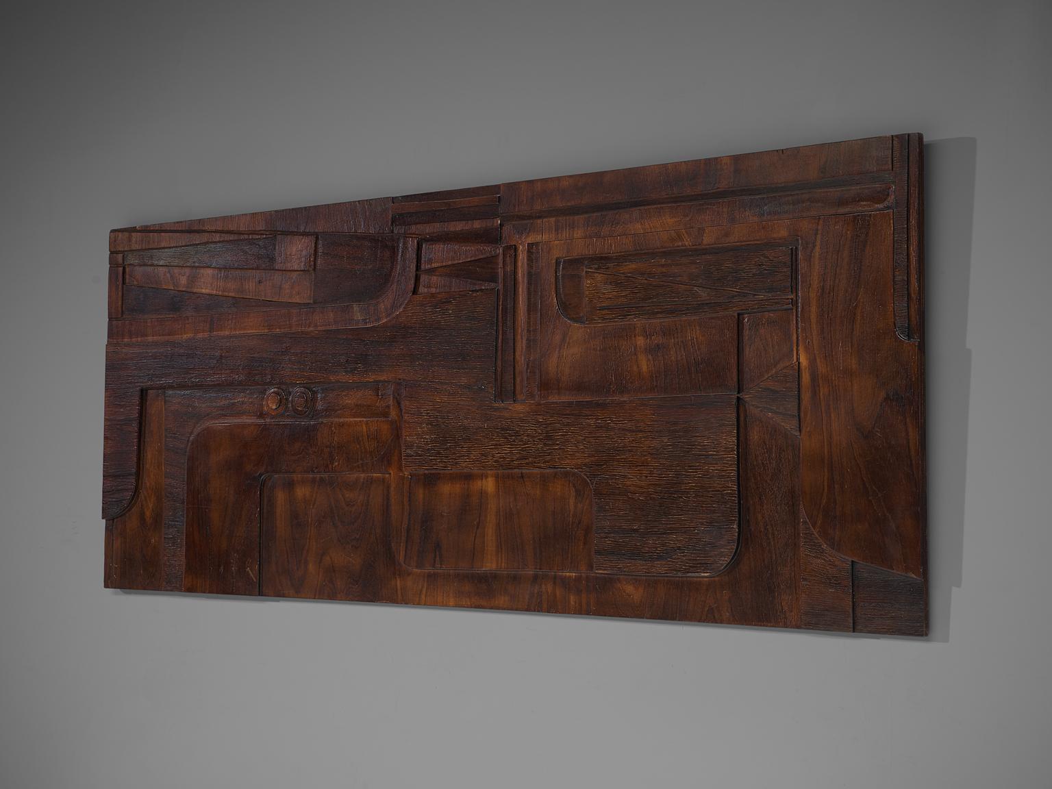 Nerone and Patuzzi for Gruppo NP2, sculptural wall-mounted art work, wood, Italy, 1970s.

This rare wooden sculptural wall panel is designed by Nerone and Patuzzi for Gruppo NP2. A Abstract Constructivism piece that is composed of carved wooden
