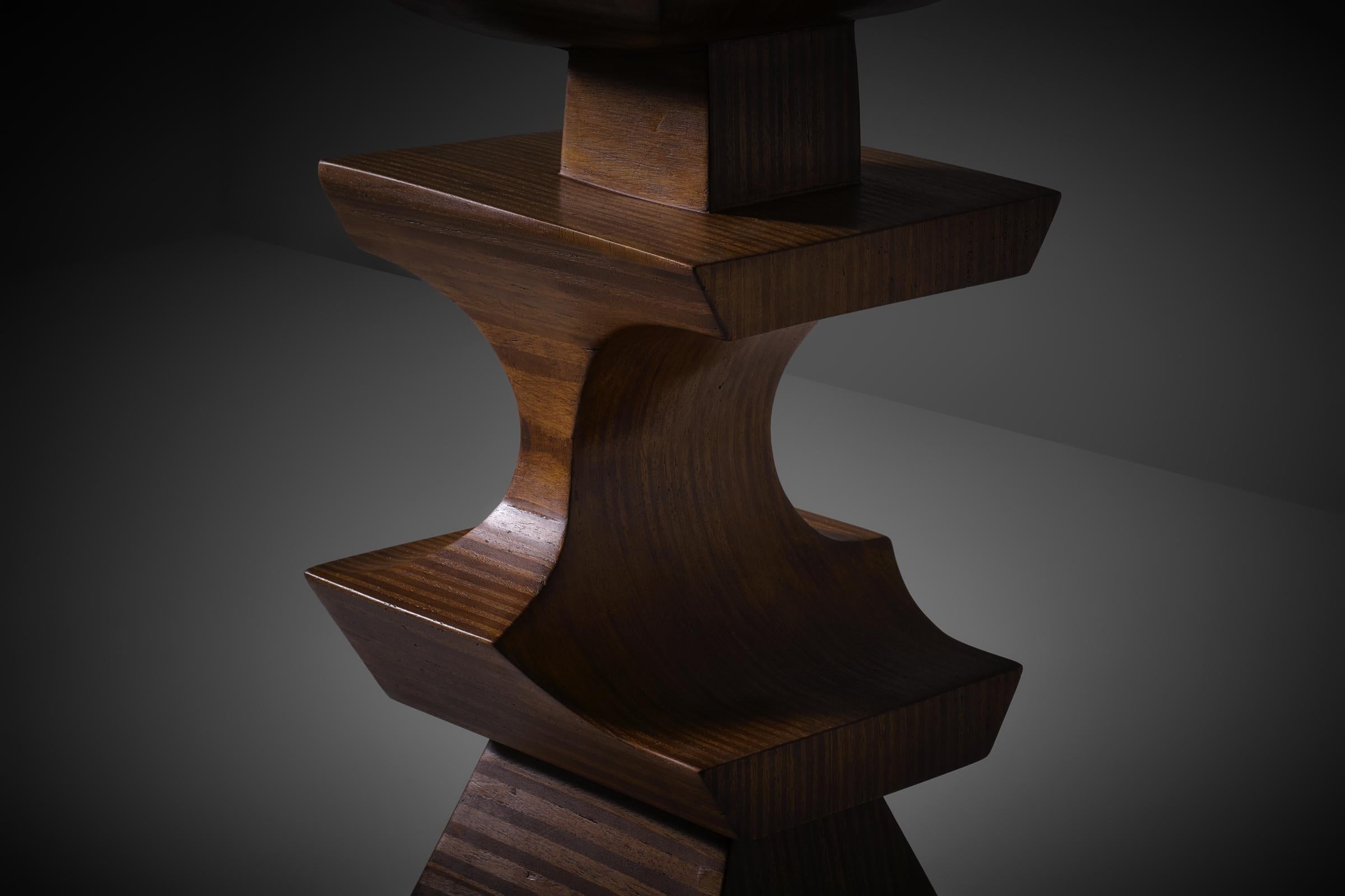 Mid-Century Modern Nerone Ceccarelli abstract wooden Totem sculpture, Italy 1970s
