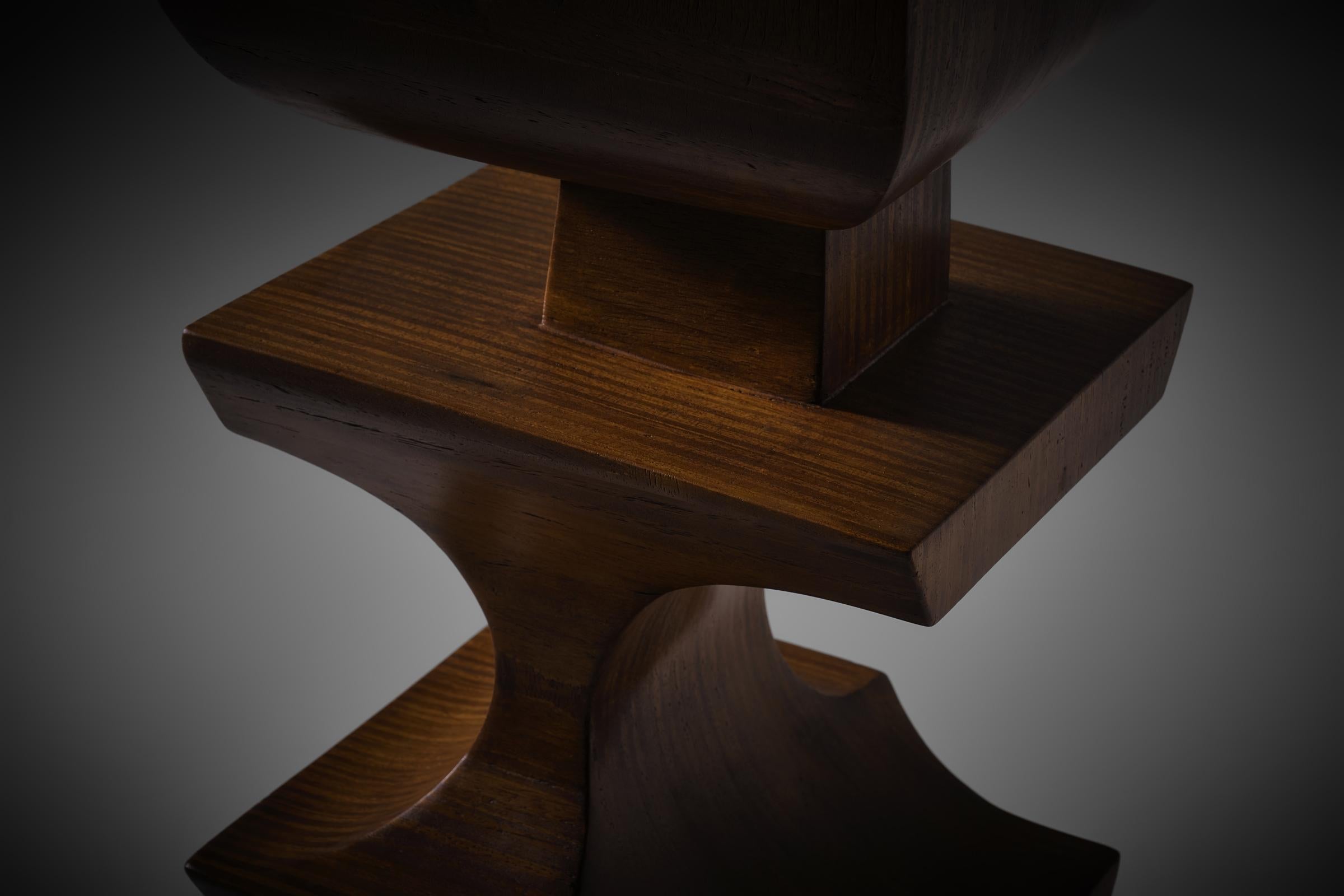 Nerone Ceccarelli abstract wooden Totem sculpture, Italy 1970s 1