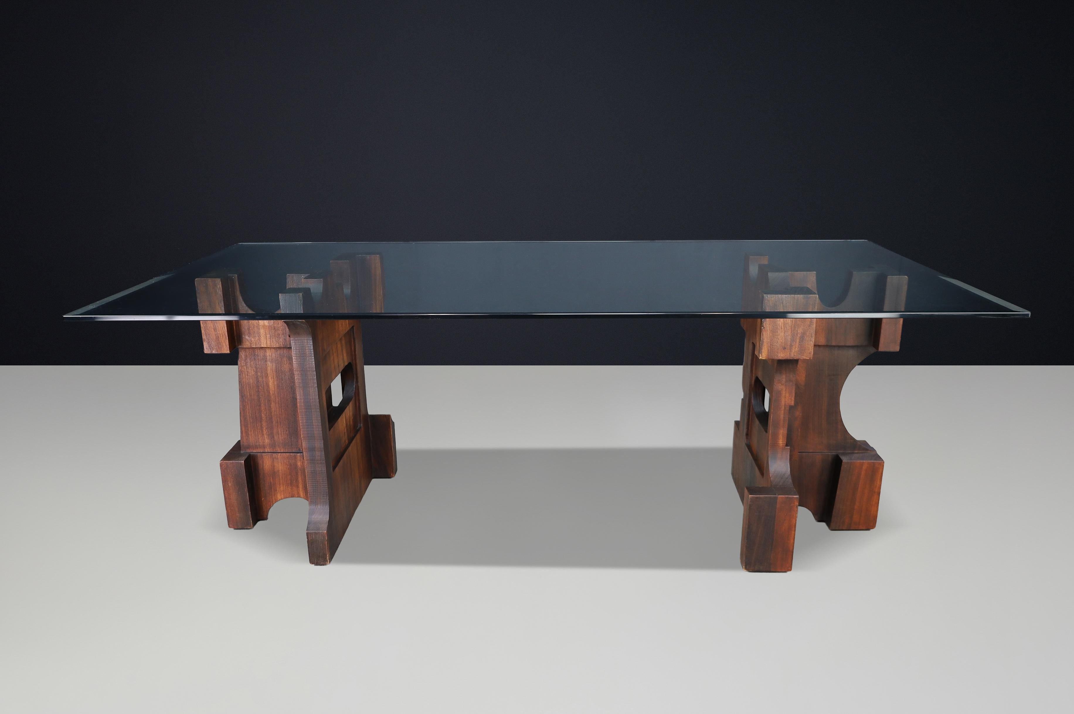 Brutalisme Nerone Ceccarelli pour Gruppo NP2 - Table à manger ou bureau sculptural, Italie, 1982 en vente