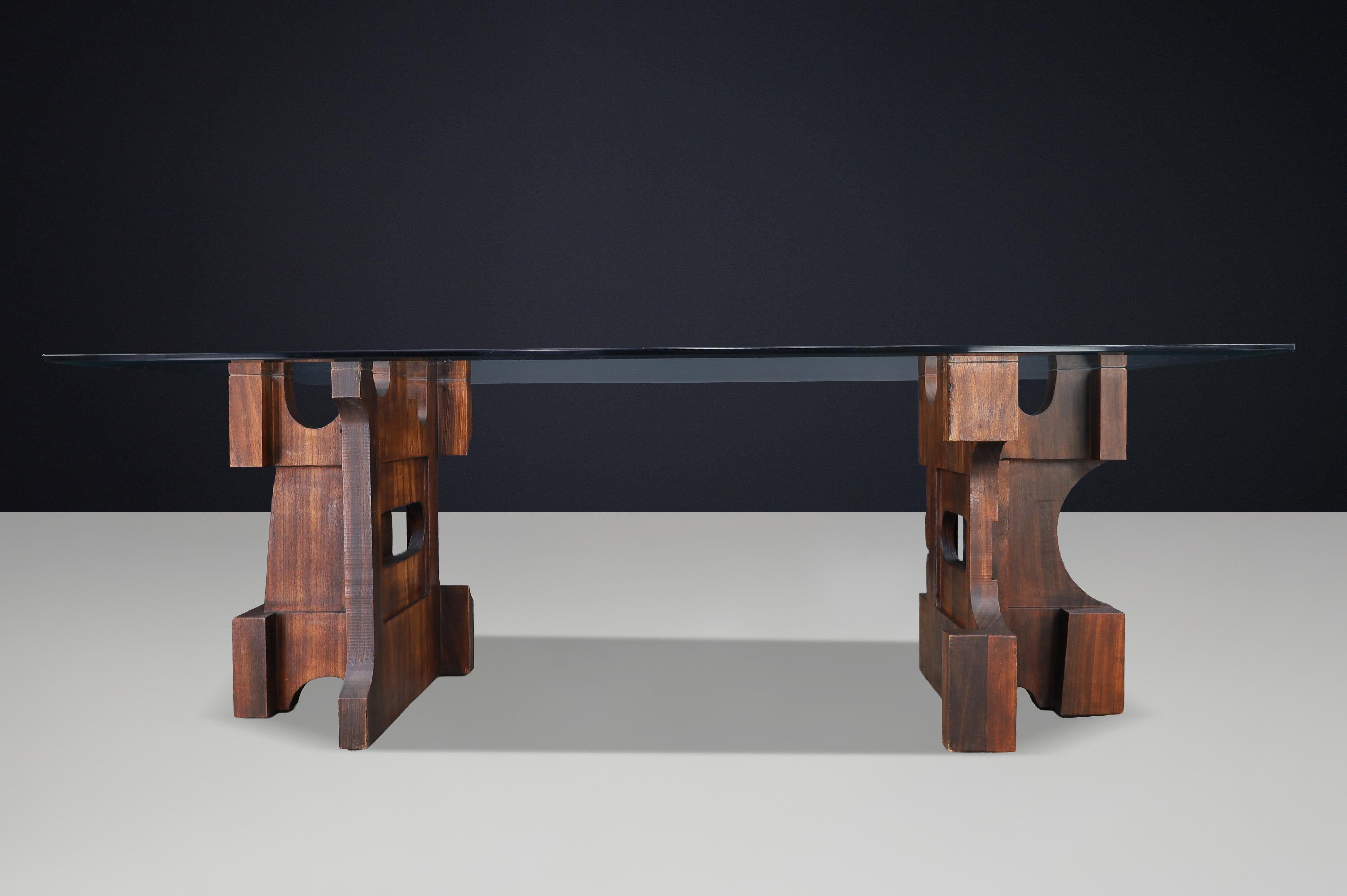 Bois Nerone Ceccarelli pour Gruppo NP2 - Table à manger ou bureau sculptural, Italie, 1982 en vente