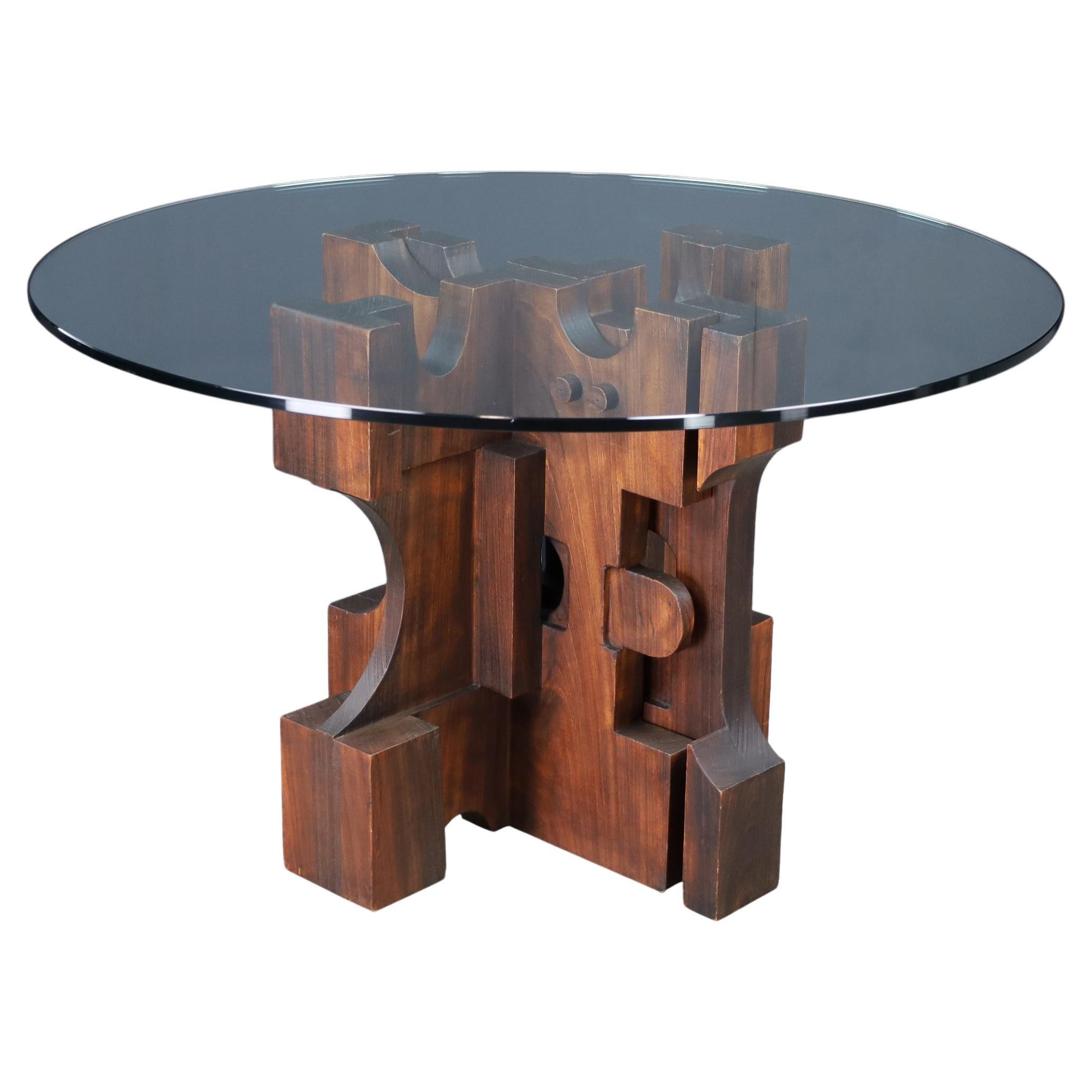 Nerone Ceccarelli pour Gruppo NP2 - Table de salle à manger ronde sculpturale, Italie, 1982