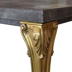 Tavolo da pranzo nero Piano in eco-sagreen e gambe in ottone  artigianale  da Cupioli