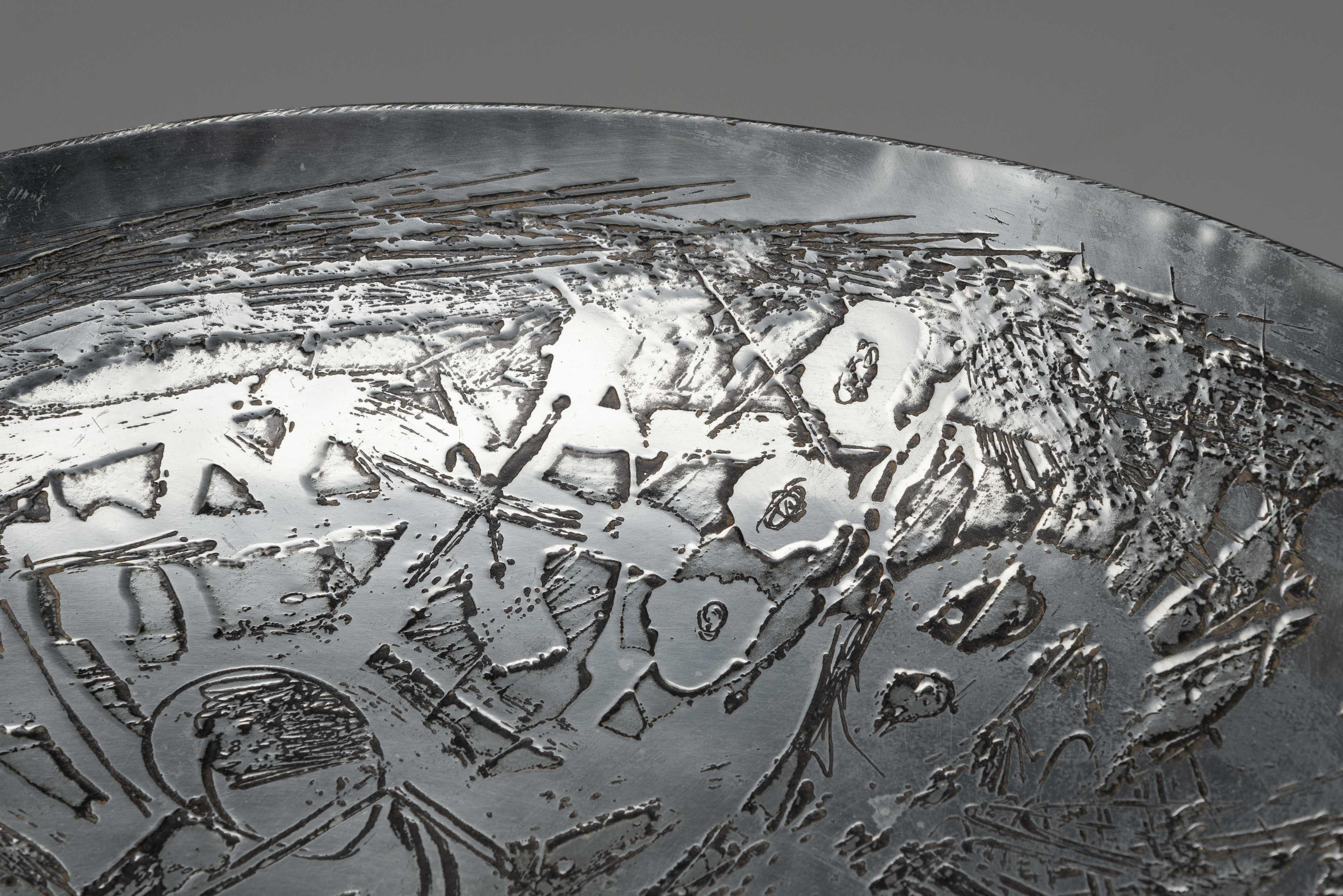 Nerone e Patuzzi etched aluminium bowl Italy 1975 5