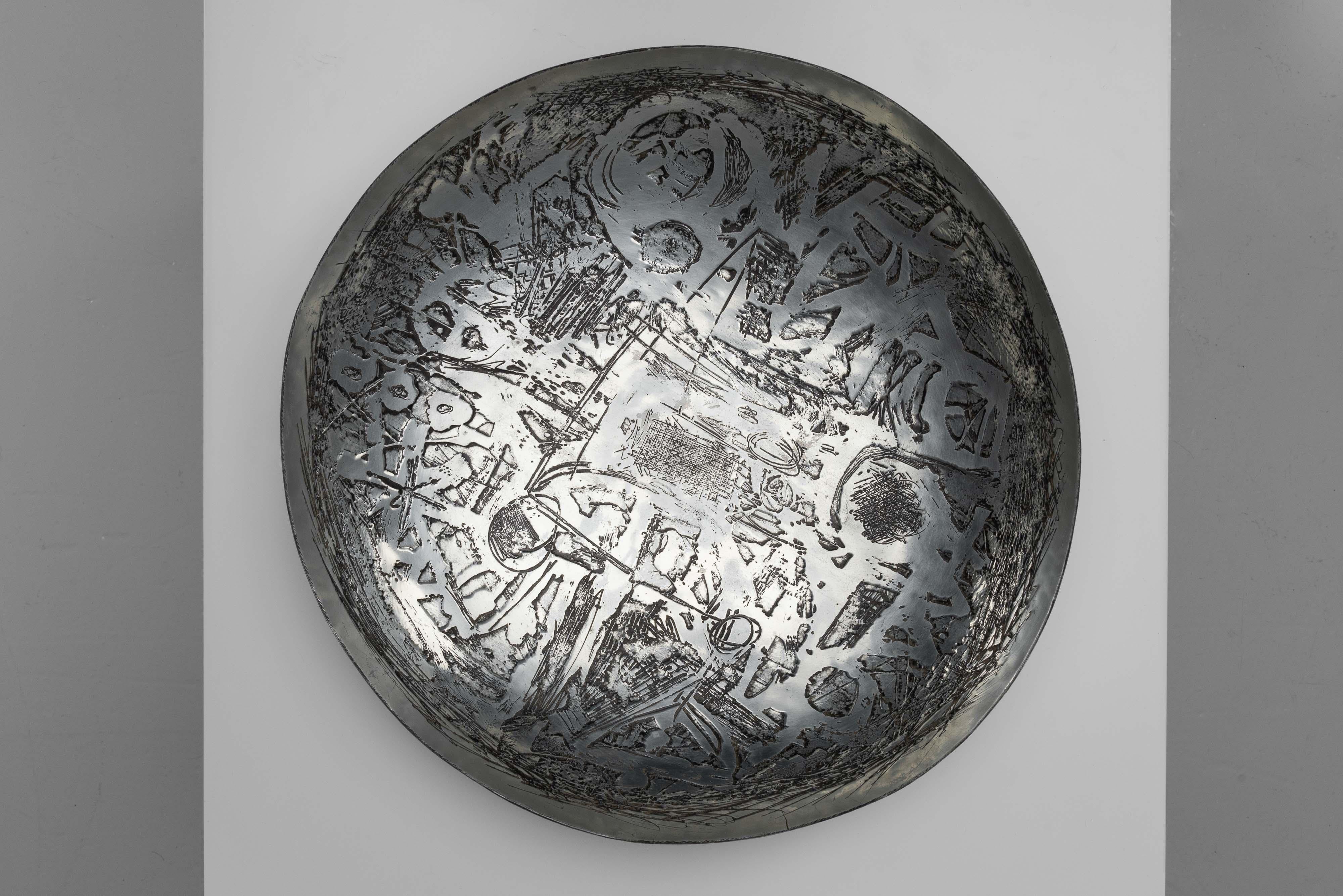 Italian Nerone e Patuzzi etched aluminium bowl Italy 1975