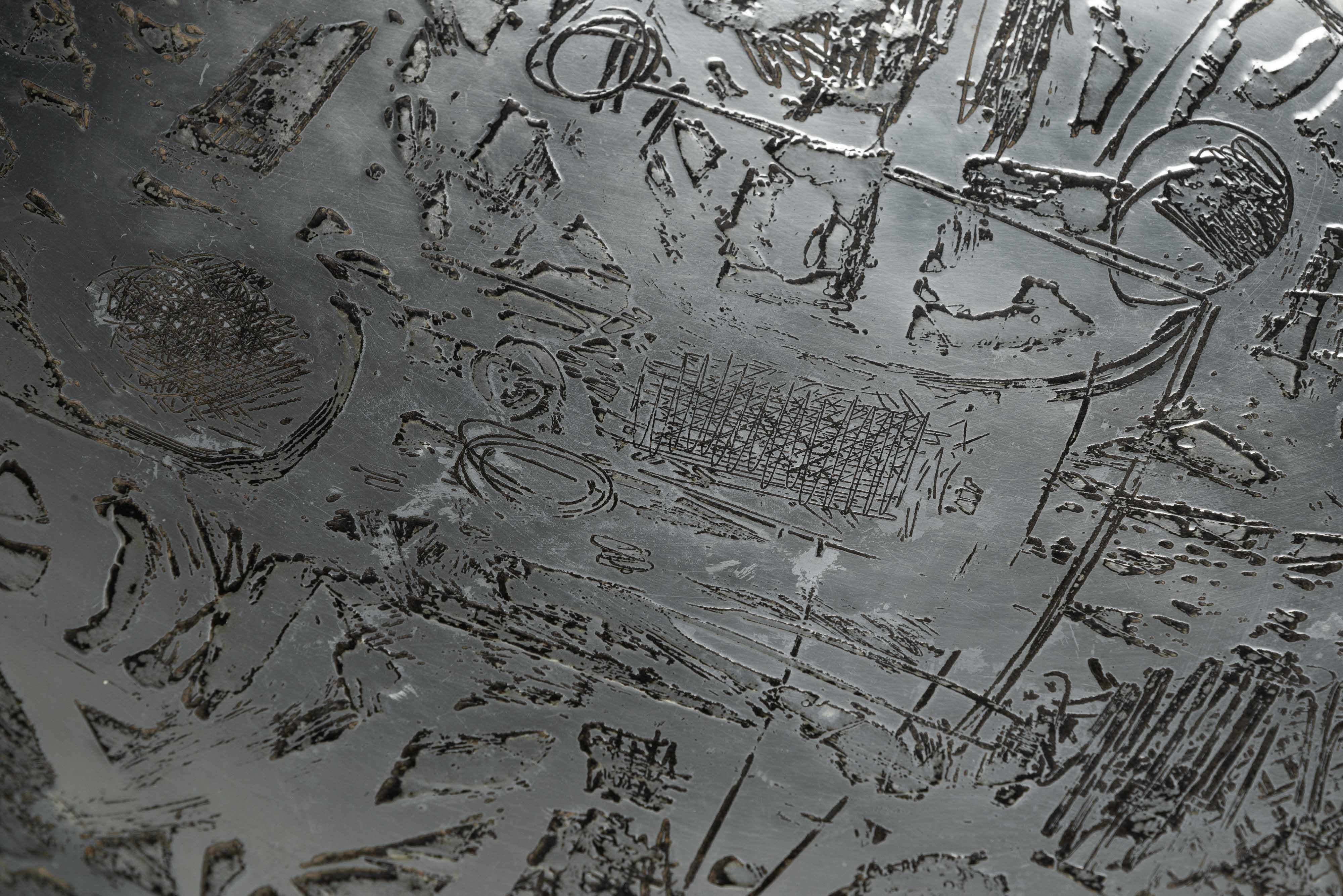 Nerone e Patuzzi etched aluminium bowl Italy 1975 1