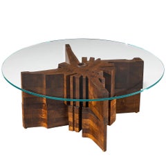 Mesa baja Nerone Giovanni Ceccarelli "Hermes" de madera y cristal