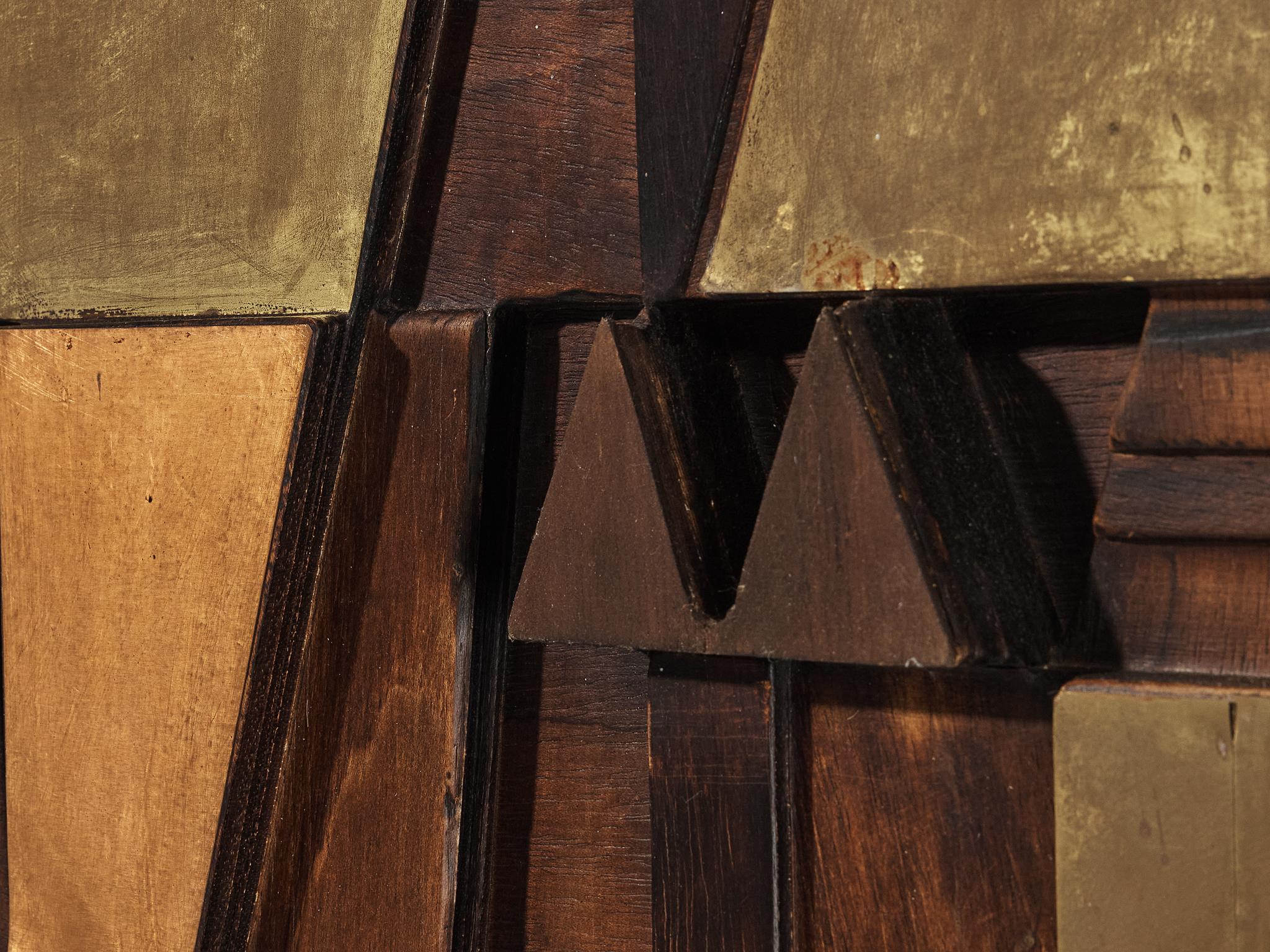 Mid-Century Modern Nerone Giovanni Ceccarelli Wall Panel in Wood, Copper and Brass