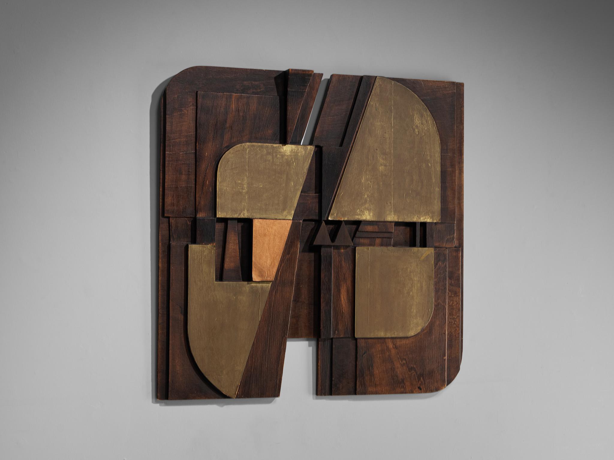 Nerone Giovanni Ceccarelli Wall Panel in Wood, Copper and Brass In Good Condition In Waalwijk, NL