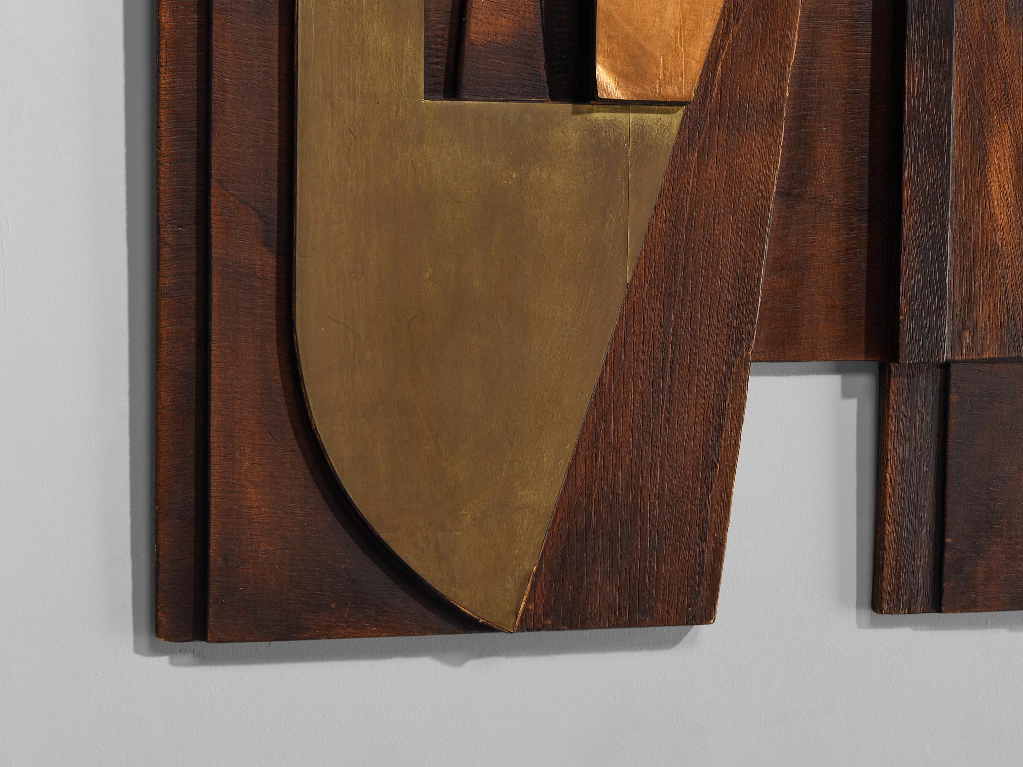 Nerone Giovanni Ceccarelli Wall Panel in Wood, Copper and Brass 2
