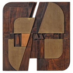 Nerone Giovanni Ceccarelli Wall Panel in Wood, Copper and Brass