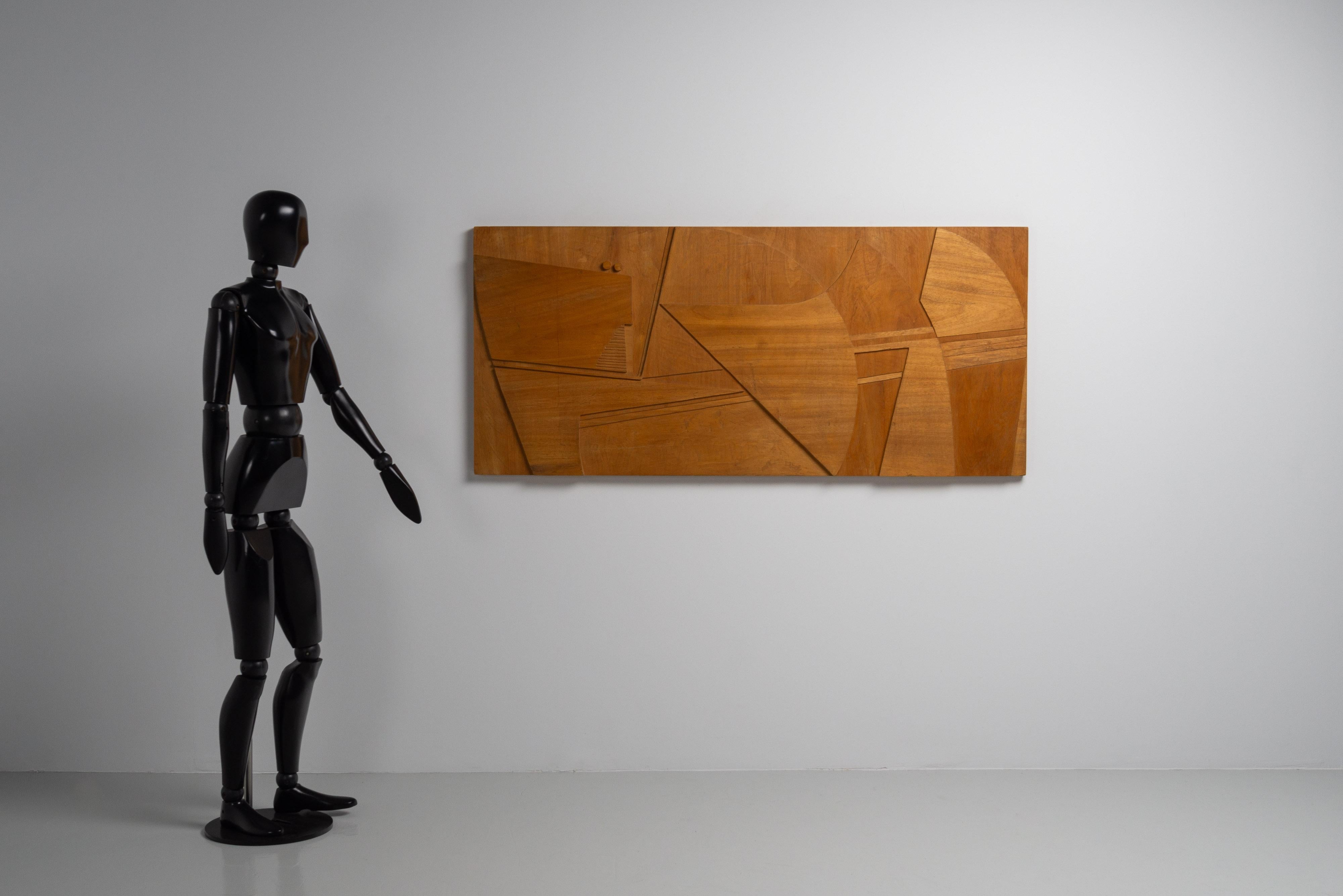 Hand-Carved Nerone Patuzzi abstract wall panel Forme e Superfici Italy 1978