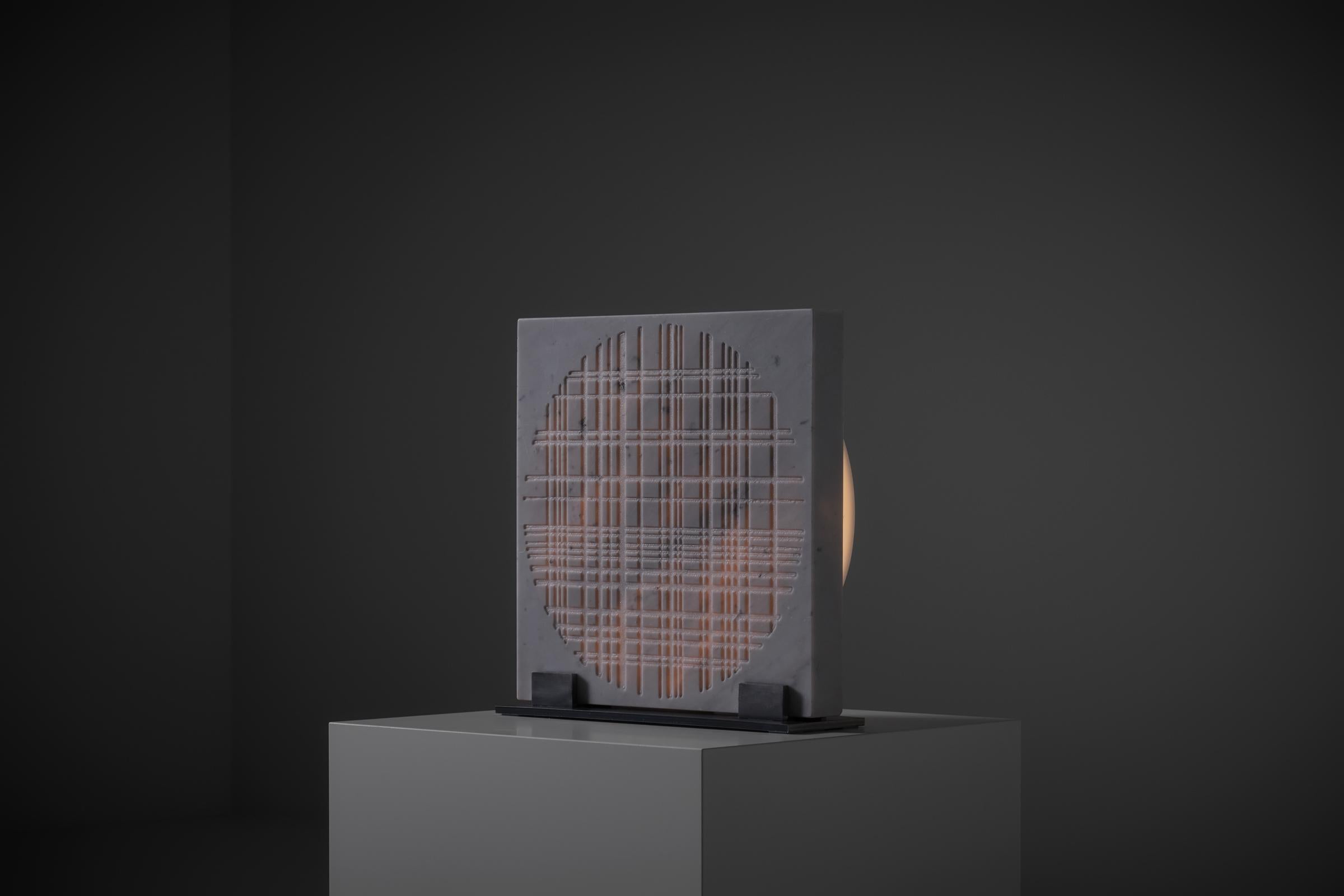 italien Nerone and Patuzzi 'C9 105 LP' Sculpture lumineuse en marbre pour Forme e Superfici en vente