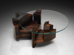 Nerone & Patuzzi for Gruppo NP2 'C10T' Coffee Table in Wood and Crystal Glass