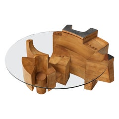 Nerone & Patuzzi für Gruppo NP2 'C10T' Couchtisch aus Holz und Kristallglas