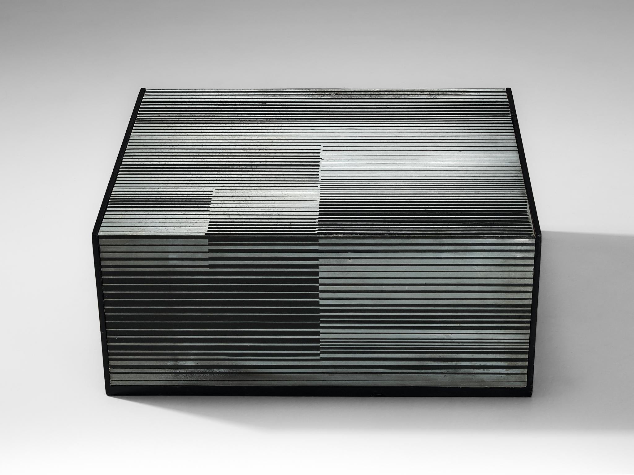 Legno Nerone & Patuzzi for Gruppo NP2 Pair of Coffee Tables in Zinc in vendita
