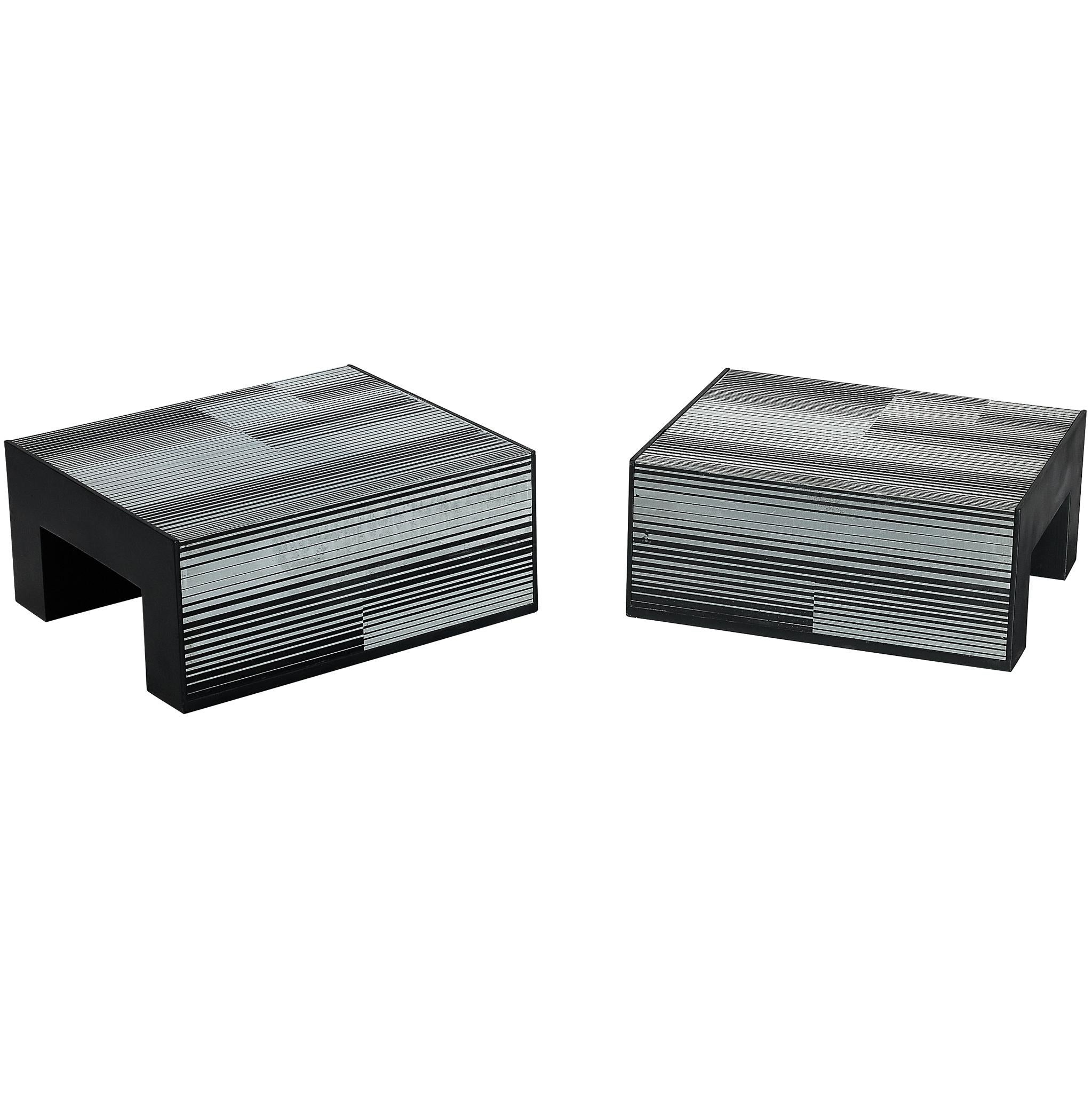 Nerone & Patuzzi for Gruppo NP2 Pair of Coffee Tables in Zinc in vendita