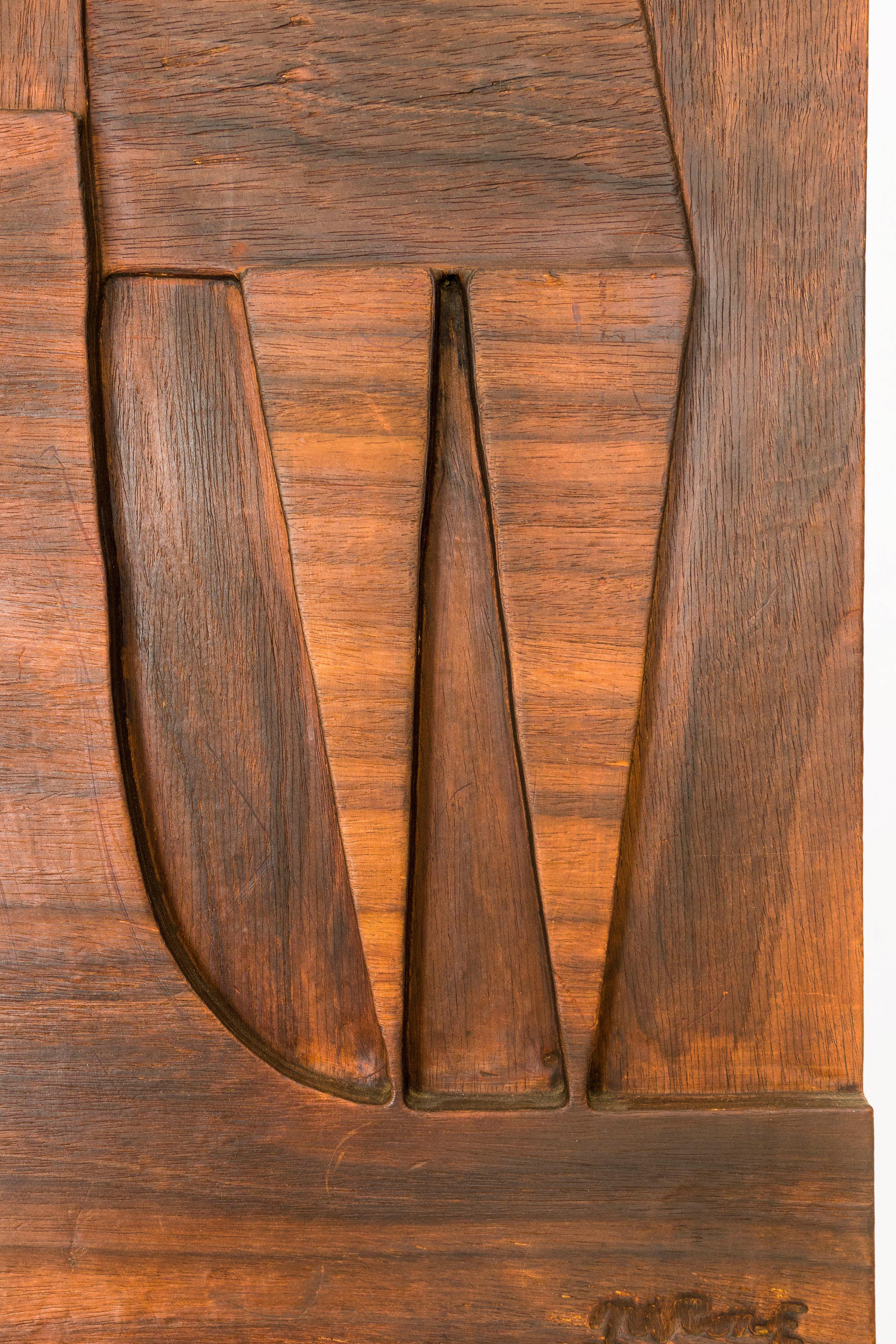 Italian Nerone & Patuzzi for Gruppo NP2 Sculptural Wooden Panel, Circa 1970, Italy For Sale
