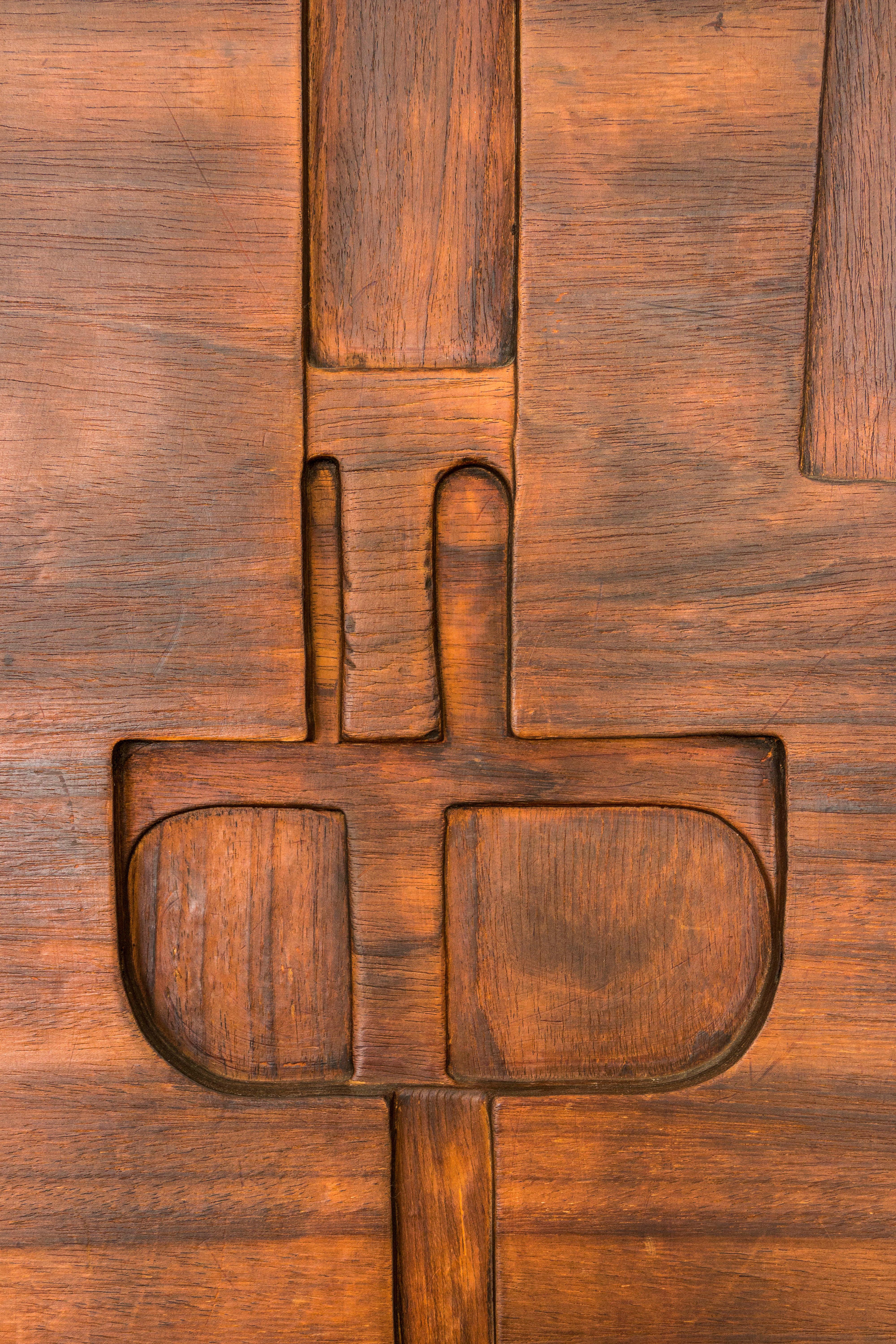 Nerone & Patuzzi for Gruppo NP2 Sculptural Wooden Panel, Circa 1970, Italy In Good Condition For Sale In Girona, Spain
