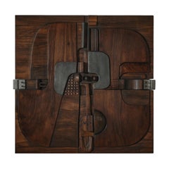 Nerone & Patuzzi (Gruppo NP2) Wandrelief aus Holz, Italien um 1970