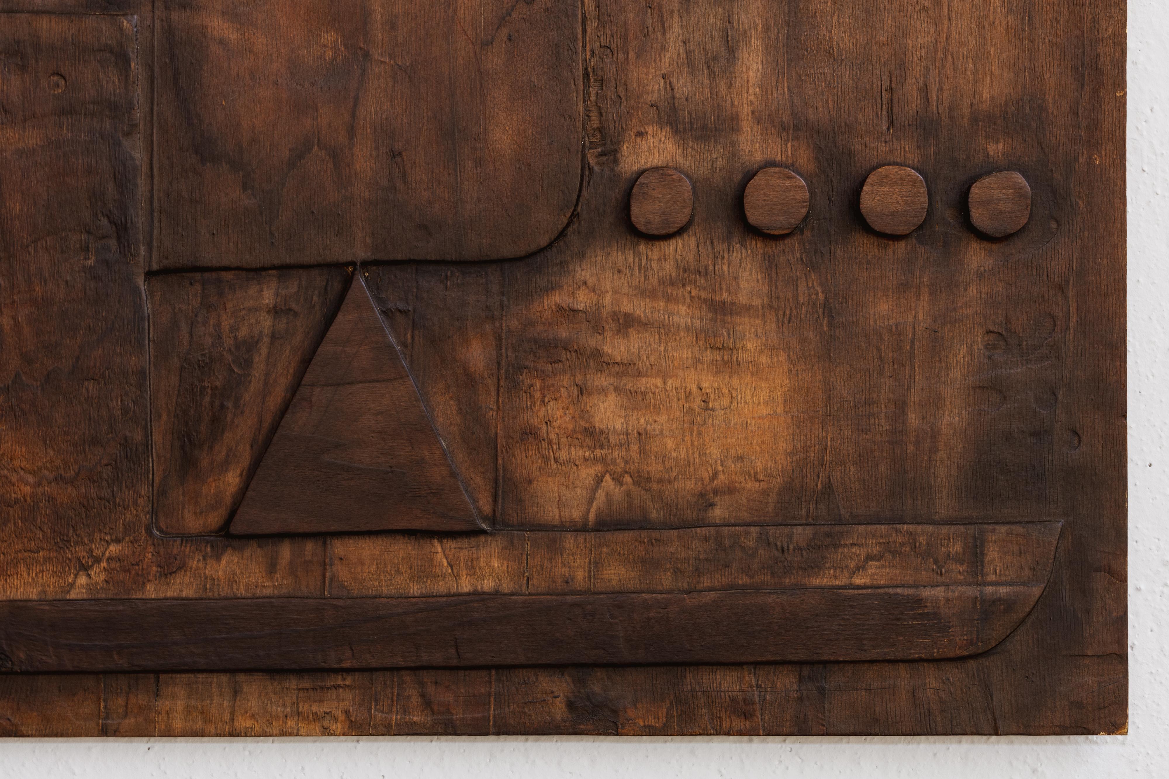 Post-Modern Nerone & Patuzzi Sculptural Wooden Wall Panel for NP2, 1973 For Sale