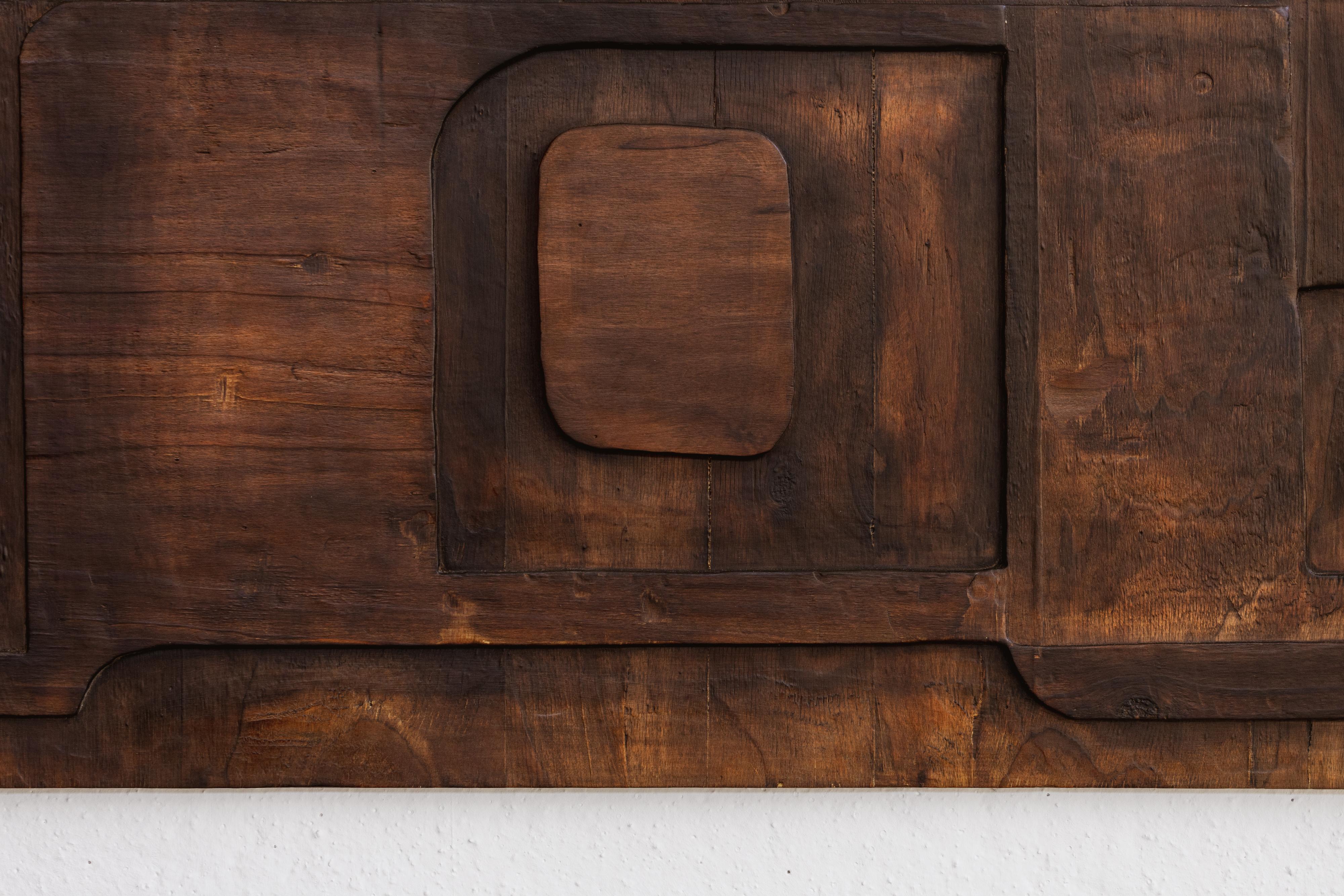 Italian Nerone & Patuzzi Sculptural Wooden Wall Panel for NP2, 1973 For Sale