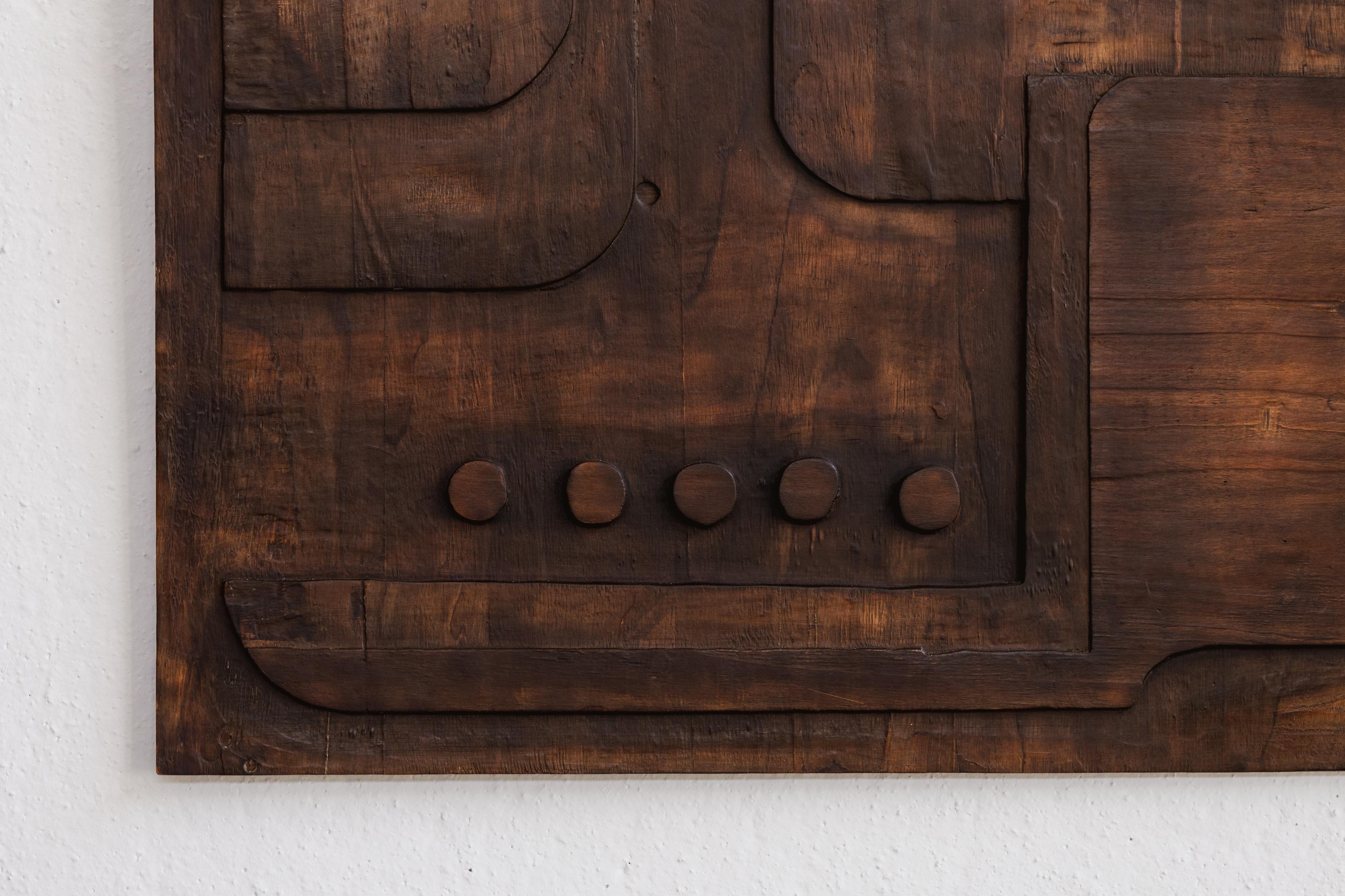 Nerone & Patuzzi Sculptural Wooden Wall Panel for NP2, 1973 In Good Condition For Sale In Lonigo, Veneto