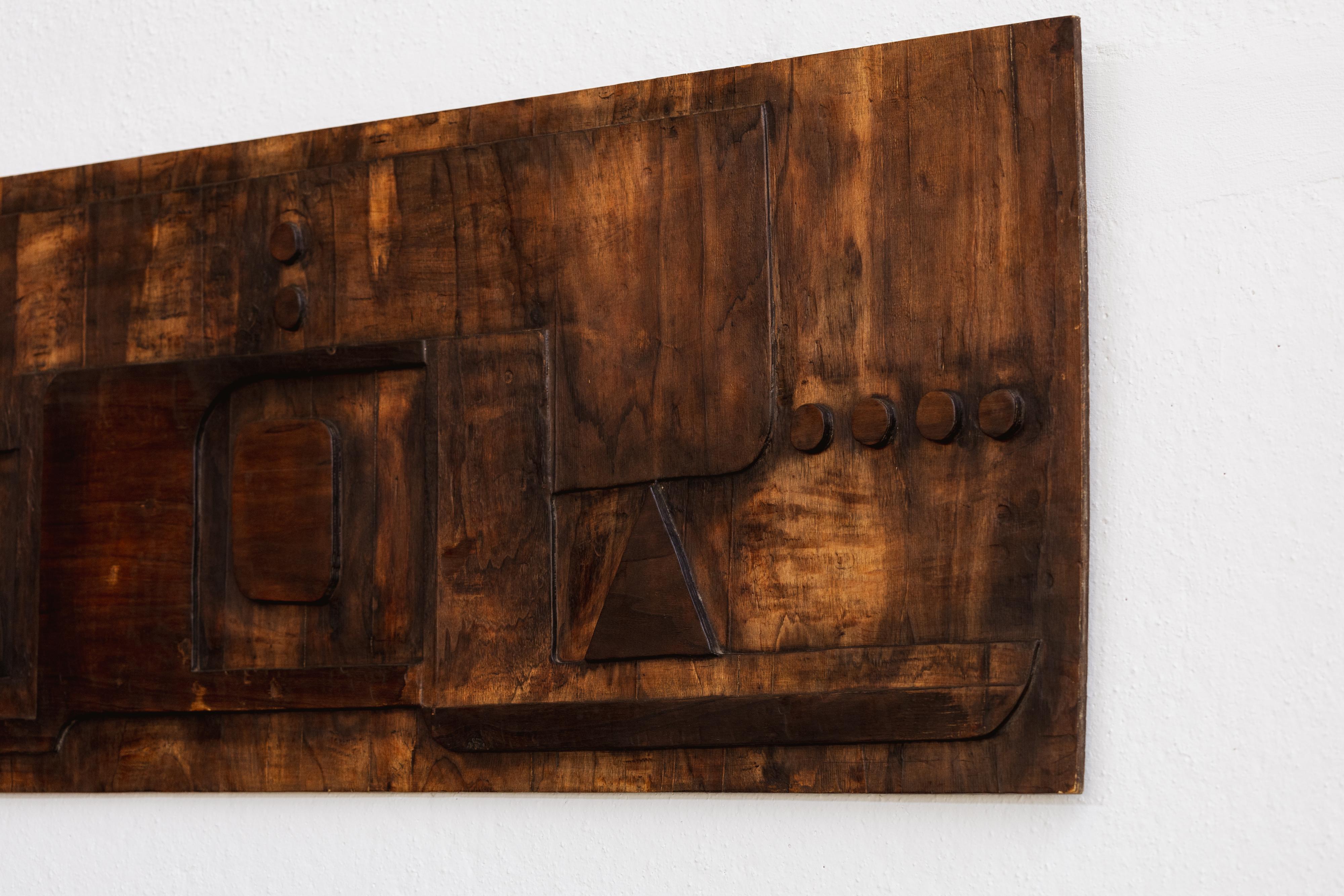 Mahogany Nerone & Patuzzi Sculptural Wooden Wall Panel for NP2, 1973 For Sale