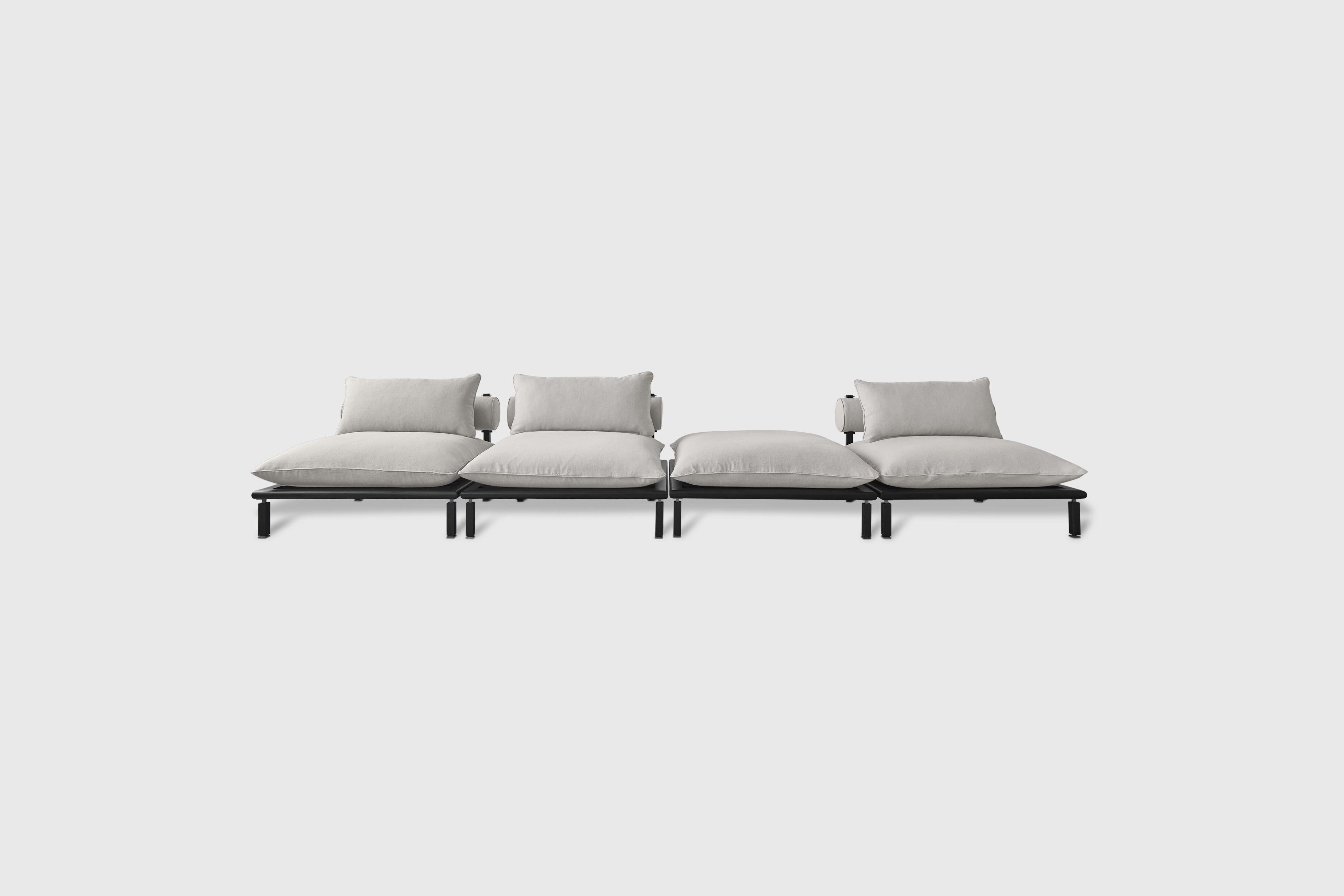Nerthus sofa by Atra Design
Dimensions: D 434 x W 108.5 x H 71.1 cm.
Materials: fabric, teak.
Different back and chaise module conbinations available.

3 x Back module
1 x Chaise module

Atra Design
We are Atra, a furniture brand produced