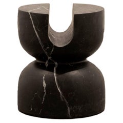  NERU TOTEM STOOL 1, Black Marble Utility Sculpture by Rebeca Cors
