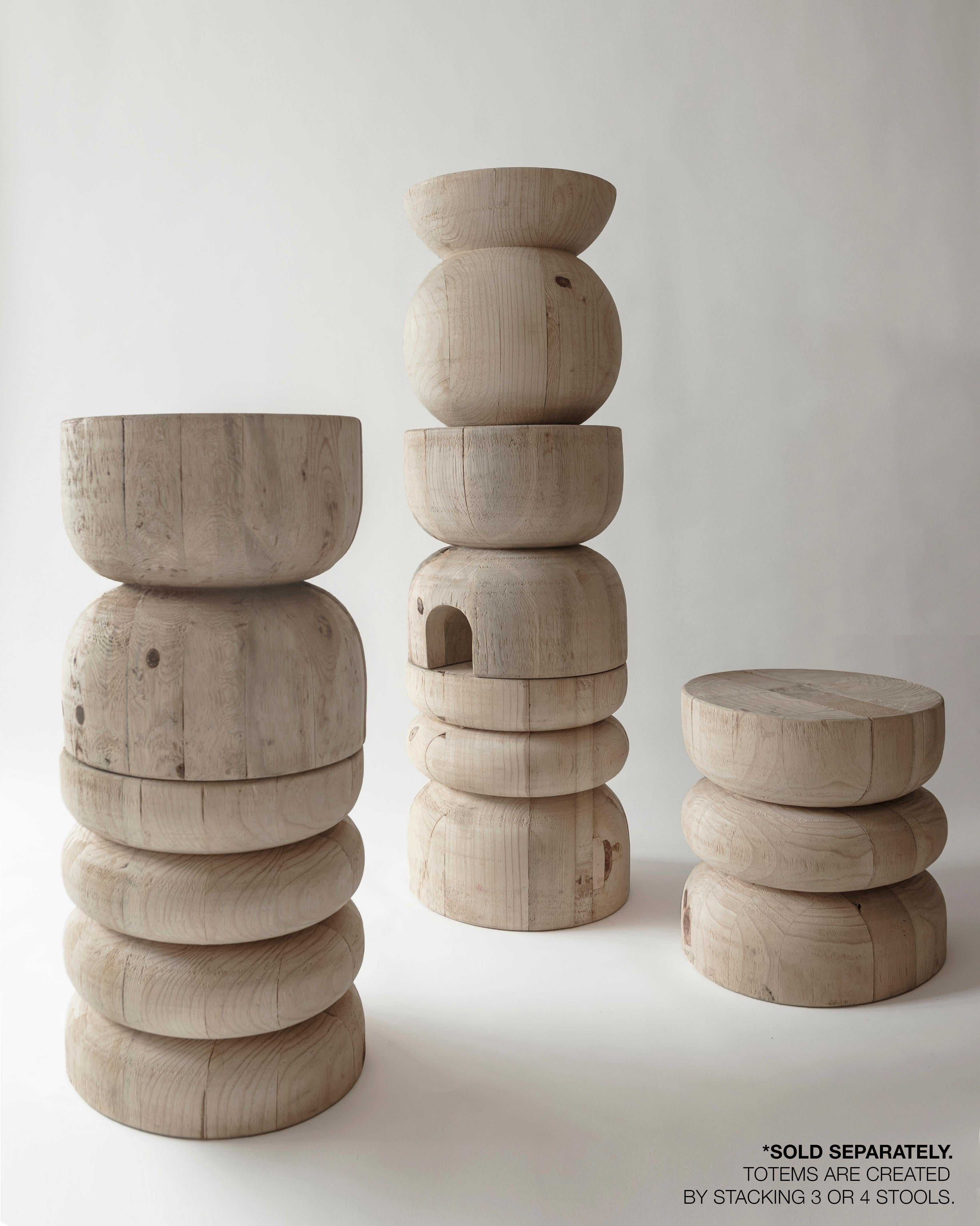 Wood NERU TOTEM STOOL 1, by Rebeca Cors For Sale