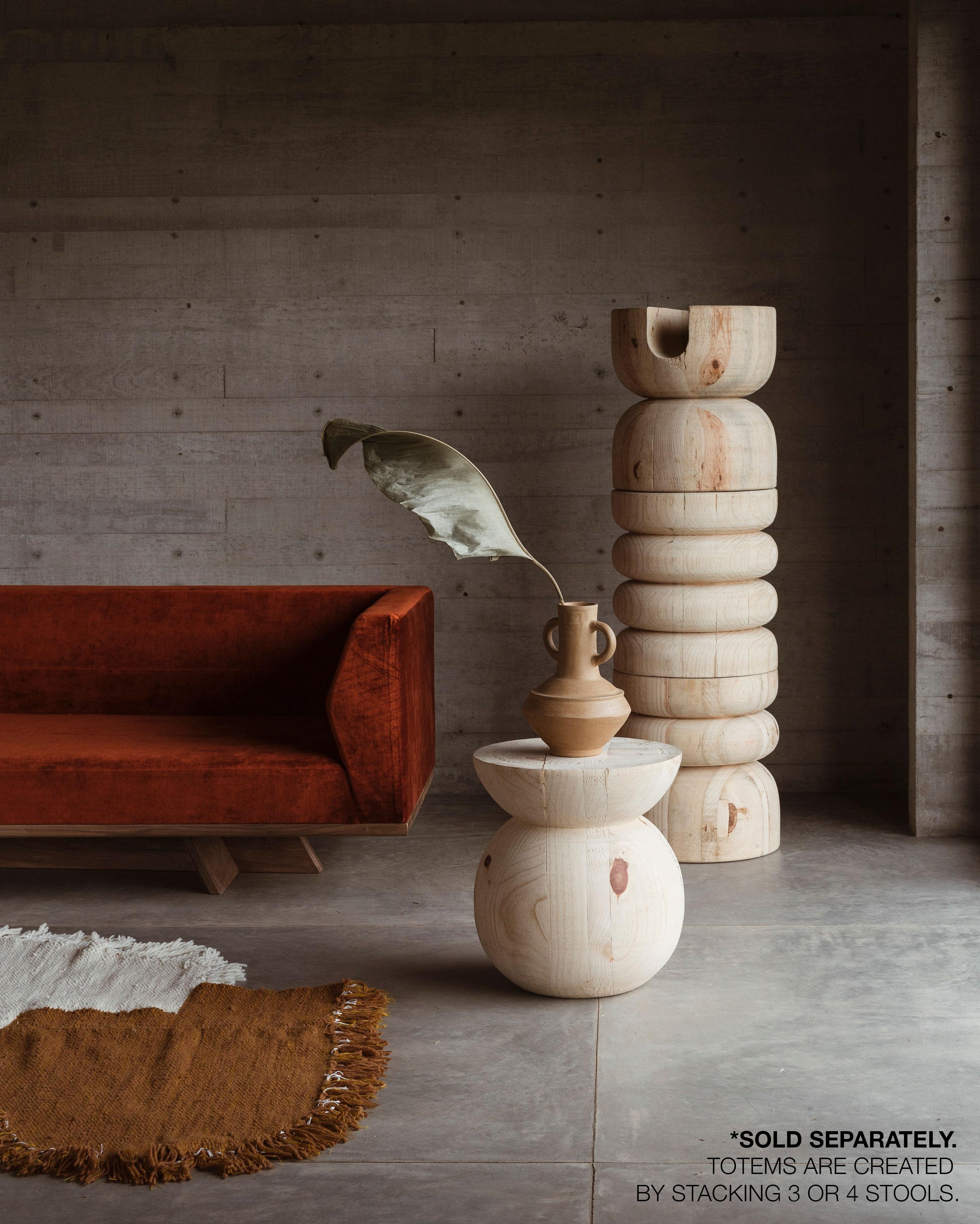 Wood NERU TOTEM STOOL 2, by Rebeca Cors For Sale