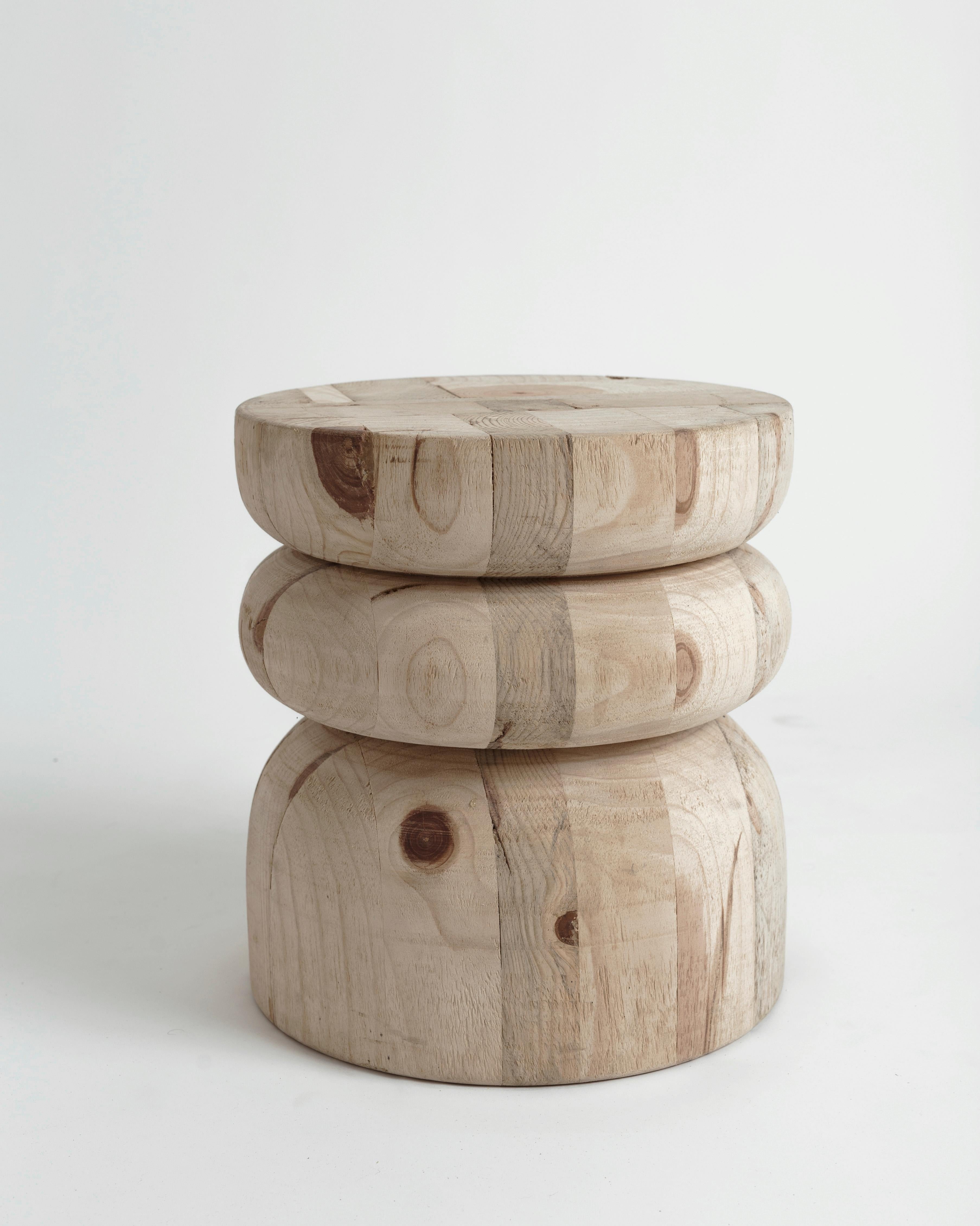 Utility sculpture:
1 Neru, functions as a stool/table 
Create your own TOTEM by stacking 3 or 4 Nerus!
Material: Radiata Wood (Indoors)

Rebeca Cors (México, 1988) works as an independent artist under the name CORS by Rebeca Cors, which she founded