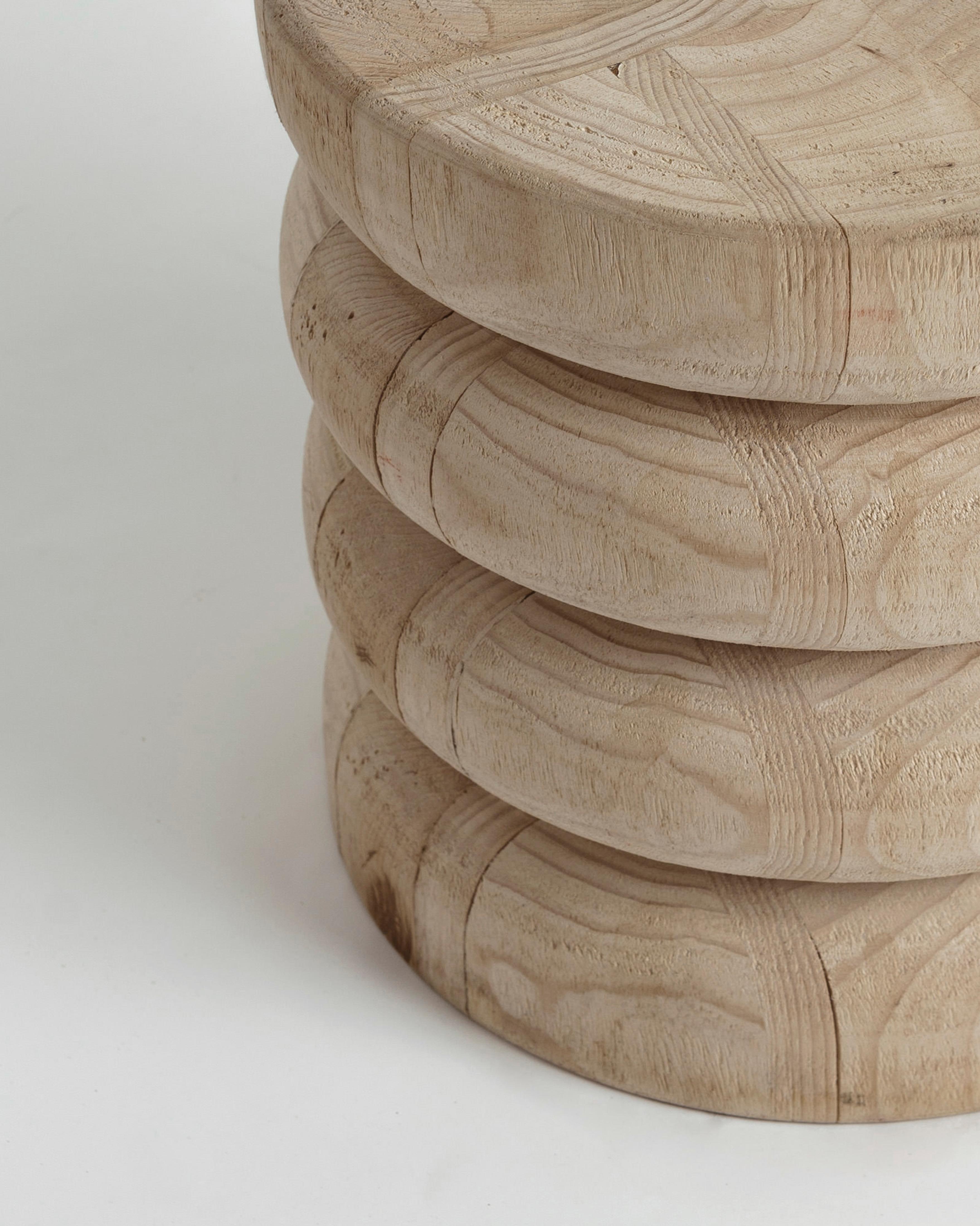 Mexican NERU TOTEM STOOL 5, Radiata Wood Utility Sculpture by Rebeca Cors For Sale