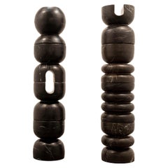 NERU TOTEM DUO,  Black Marble Sculpture by Rebeca Cors