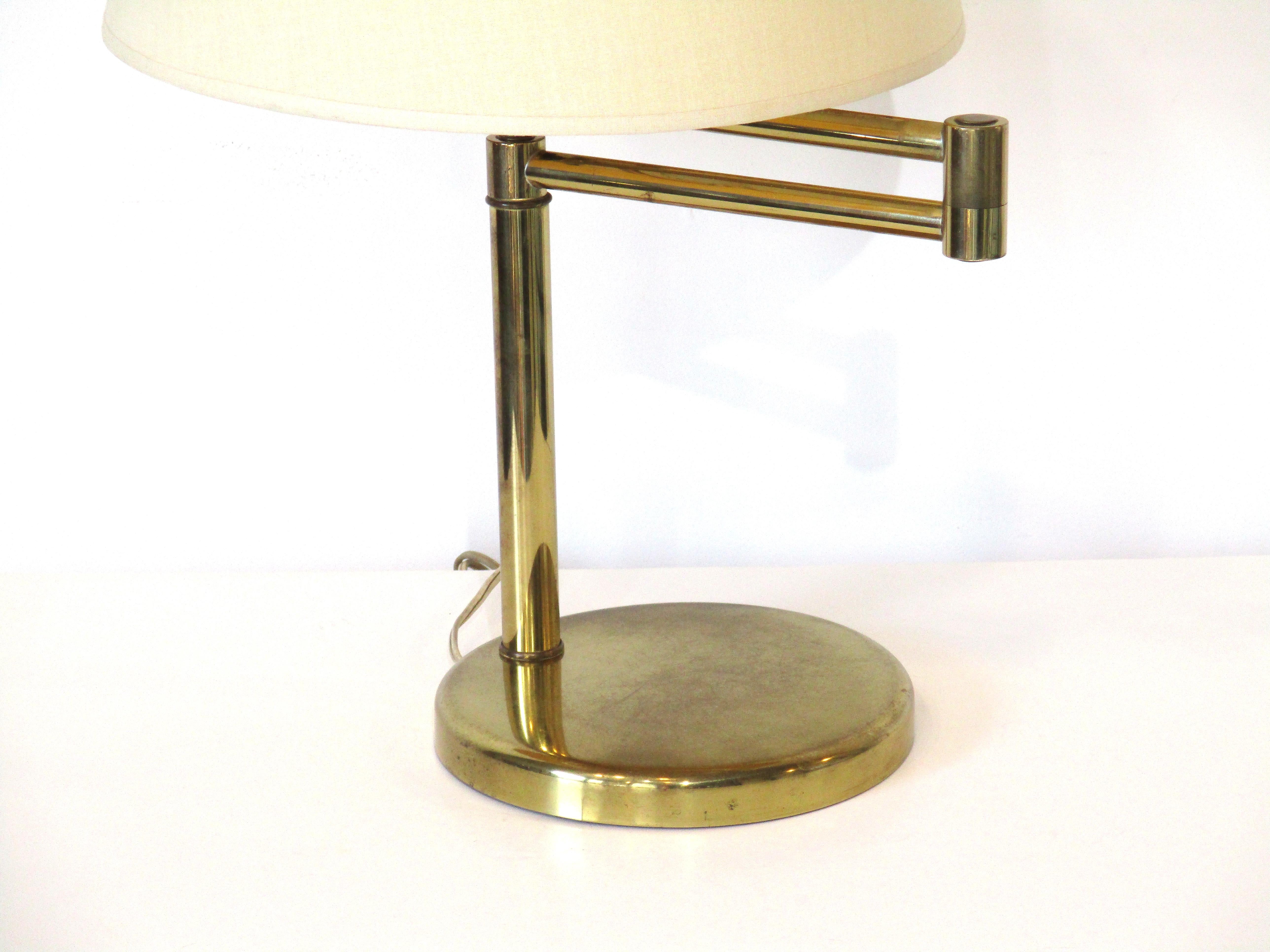 Mid-Century Modern Nessen Brass Swing Arm Table Lamp by Walter Von Nessen