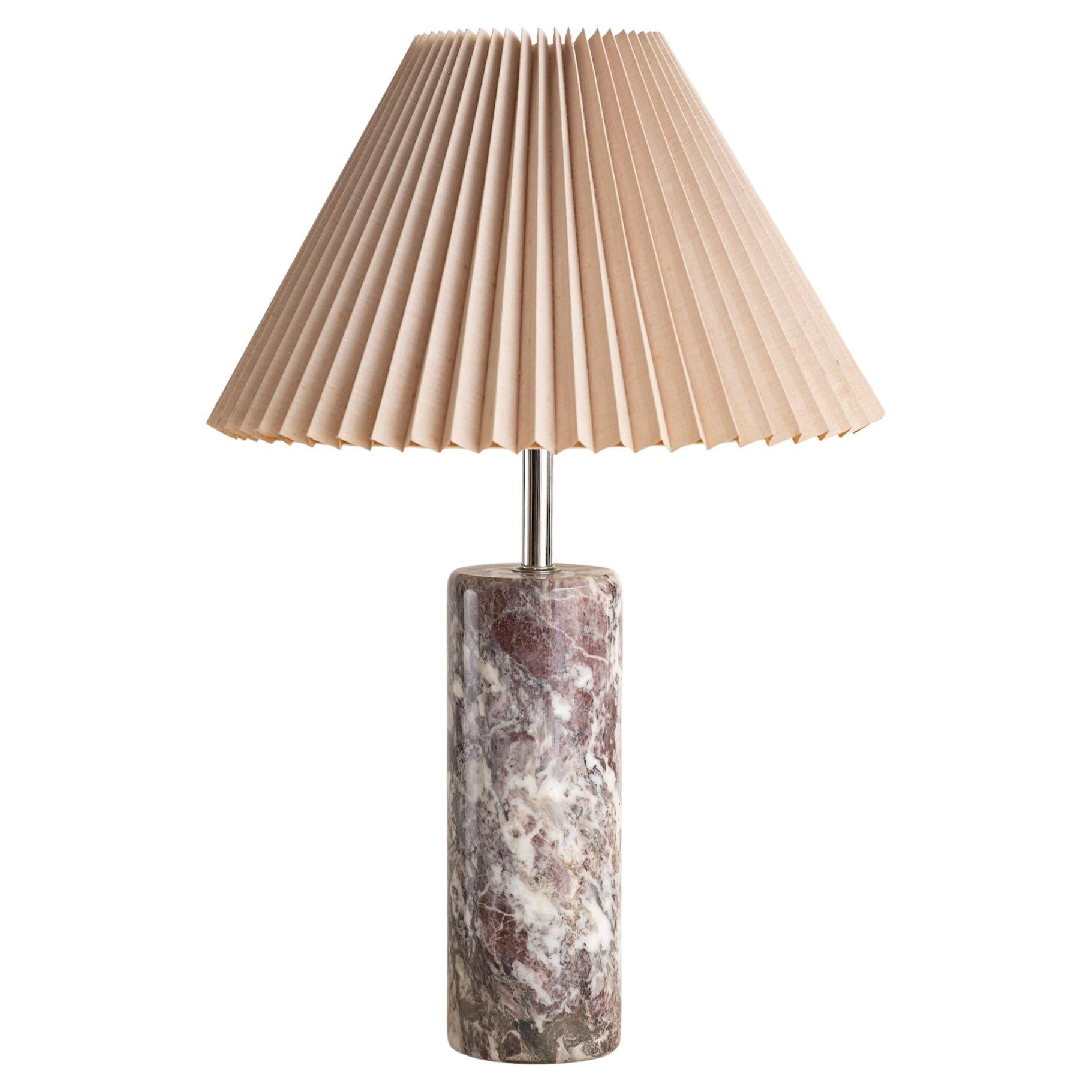 Nessen Pink Marble Cylinder Table Lamp
