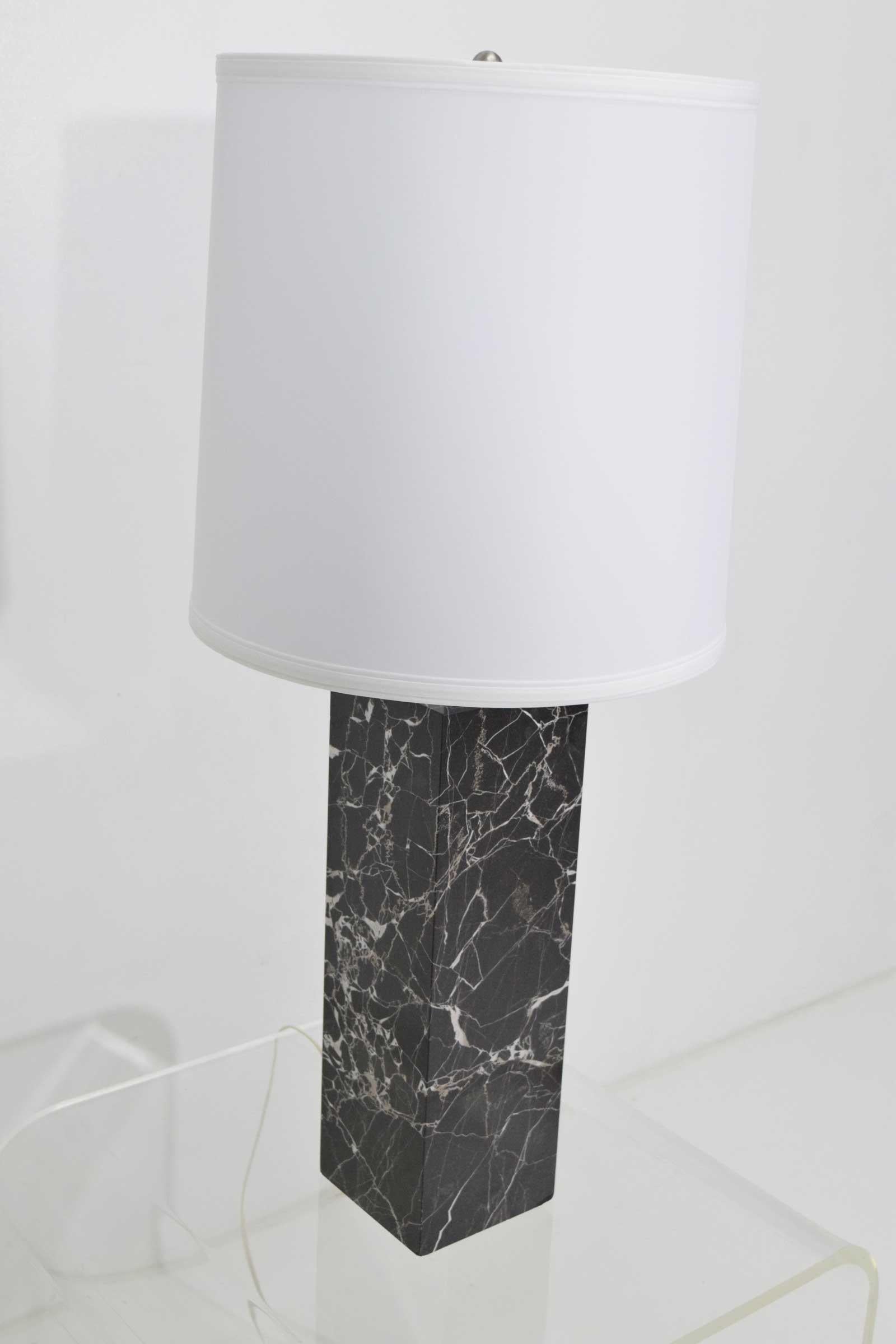 Mid-Century Modern Nessen Studio Marble Table Lamps in Black Marble For Sale