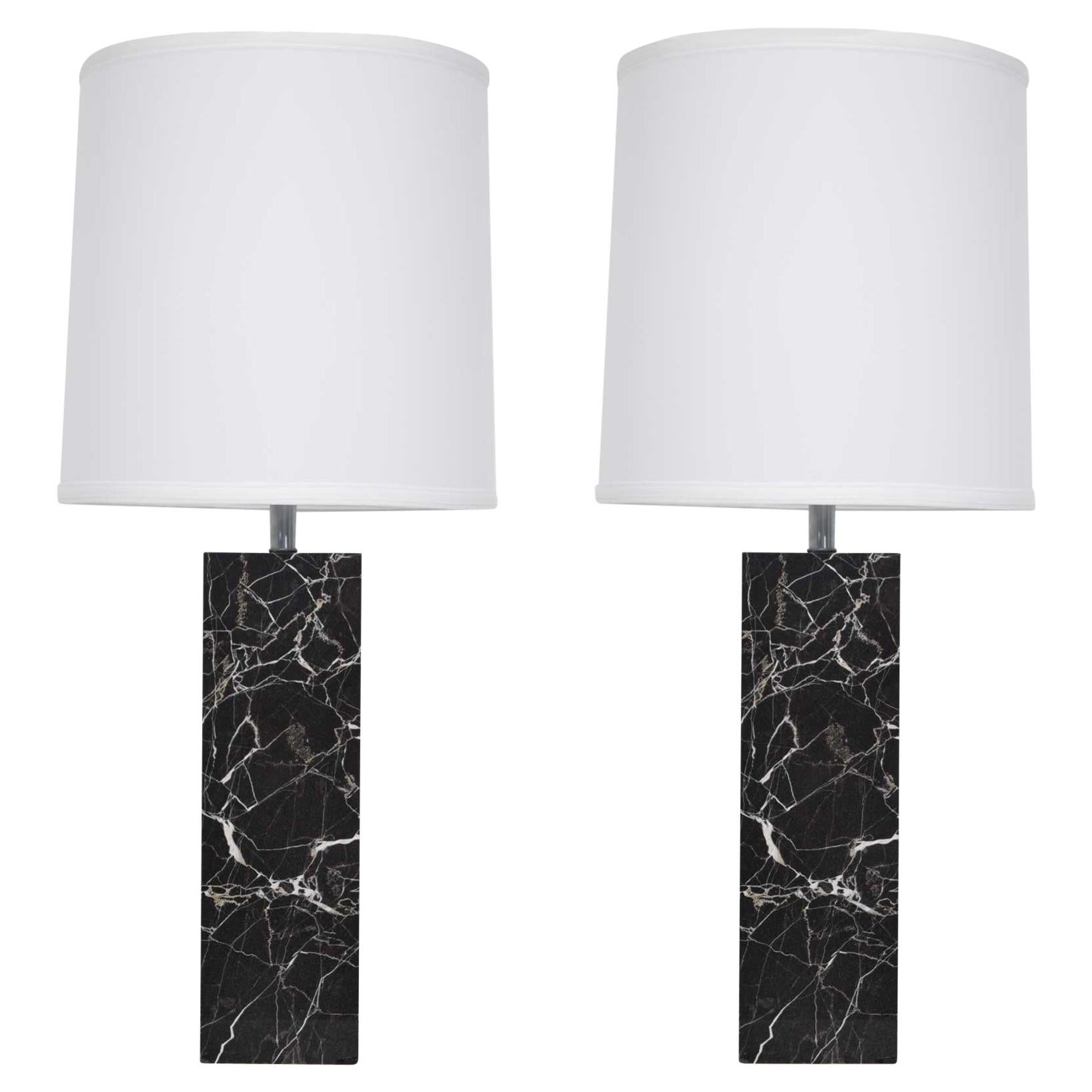 Nessen Studio Marble Table Lamps in Black Marble For Sale