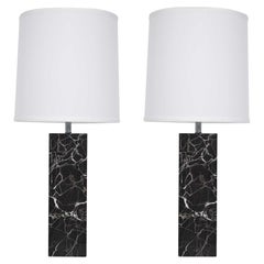 Retro Nessen Studio Marble Table Lamps in Black Marble