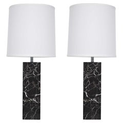 Vintage Nessen Studio Marble Table Lamps in Black Marble