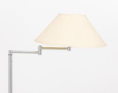 Nessen Studio Swing Arm Floor Lamp, Chrome & Glass, Articulated Design