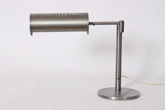 Nessen Studios All Brushed Steel Swing Arm Desk Lamp with Cylinder Shade, 1960's