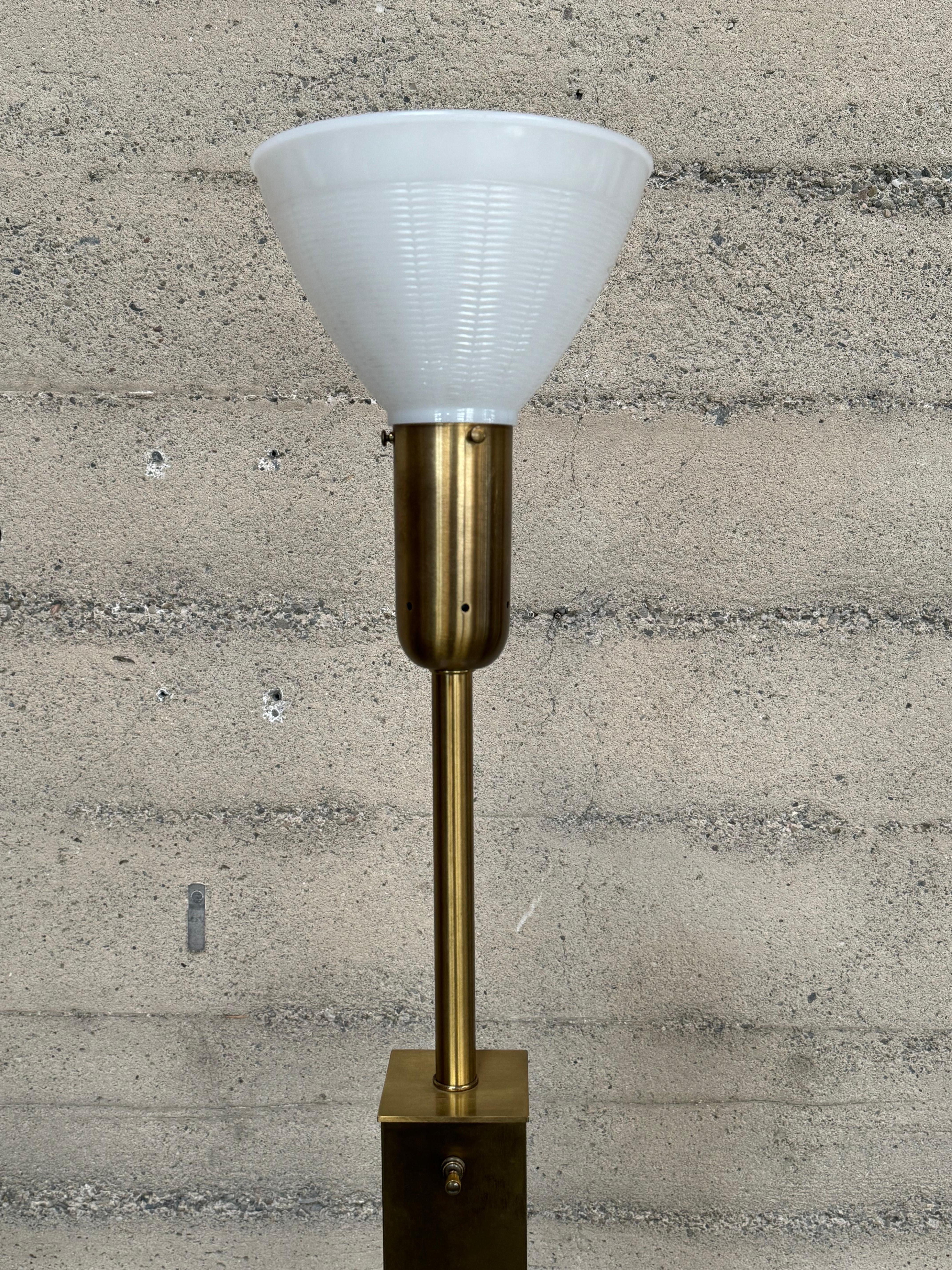 Hand-Crafted Nessen Studios Tall Brass Table Lamp by “Greta Von Nessen” For Sale